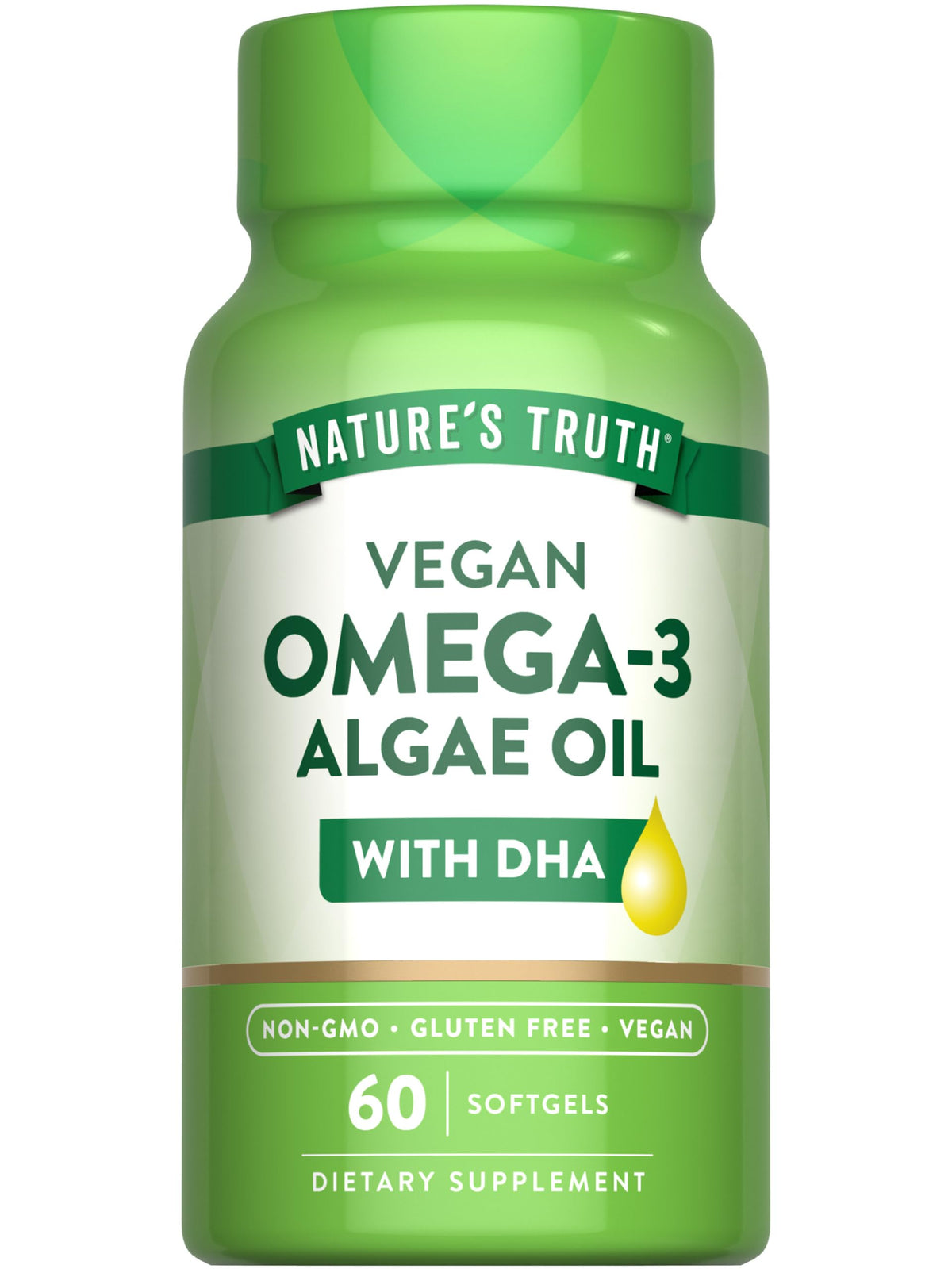 Nature's Truth Vegan Omega-3 Algae Oil 500mg capsules front view