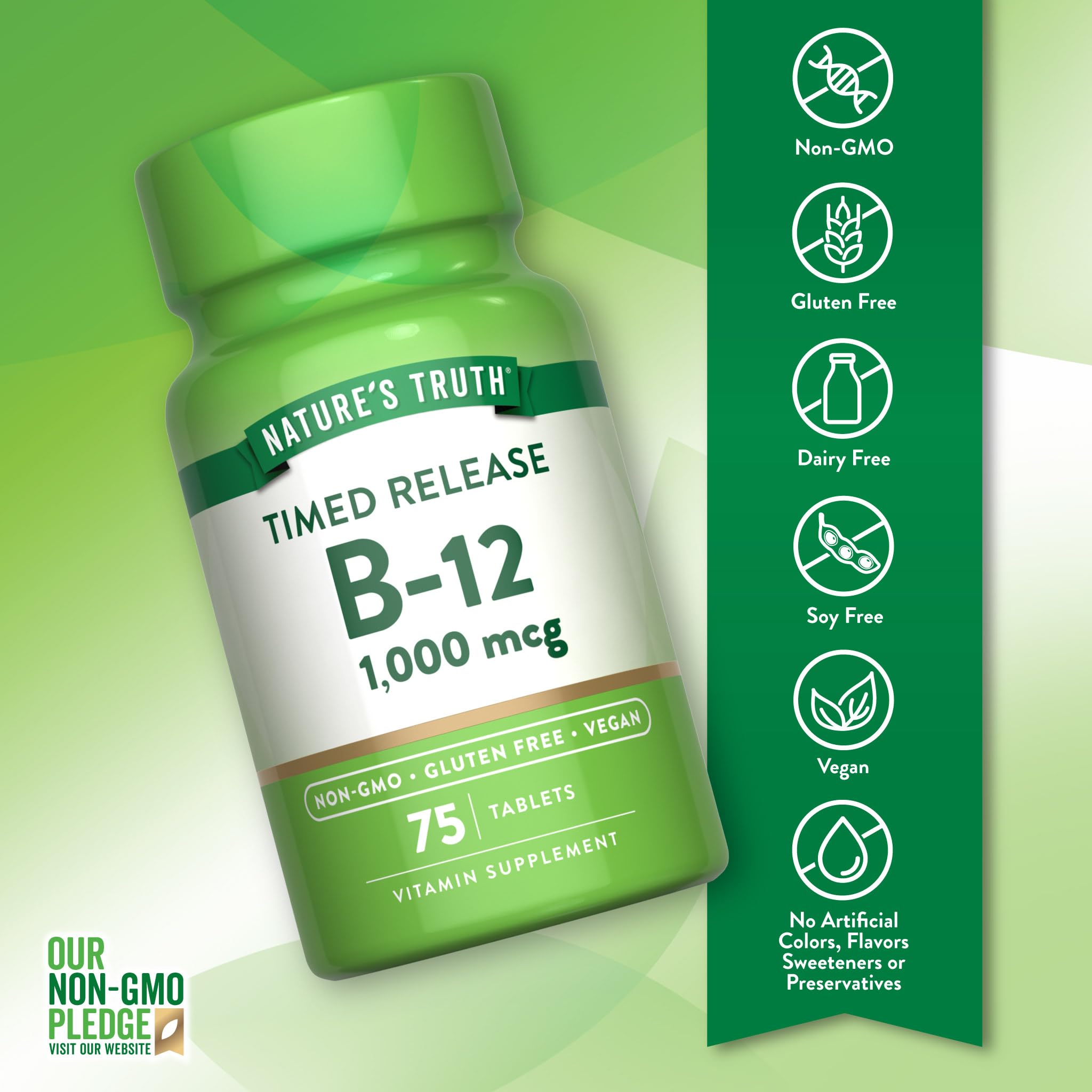 Nature's Truth Vitamin B-12 1000 mcg Timed Release Tablets packaging