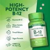 Nature's Truth Vitamin B-12 1000 mcg Timed Release Tablets with a glass of water