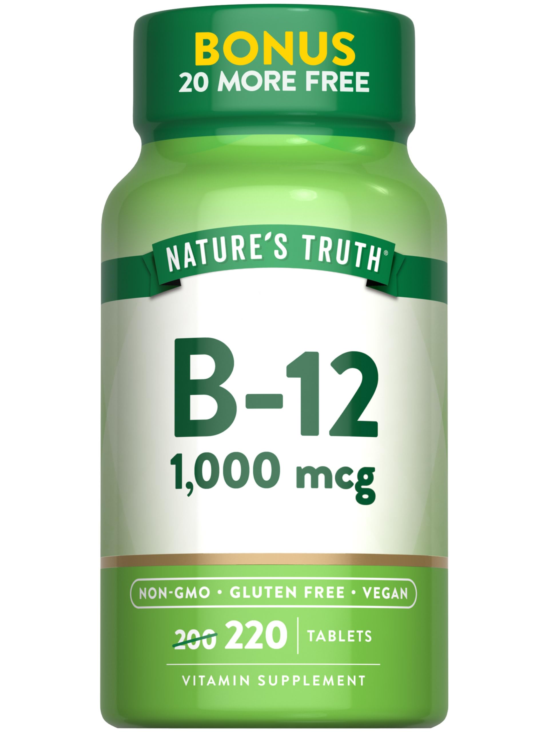 Nature's Truth Vitamin B-12 1000 mcg Vegan Tablets front view