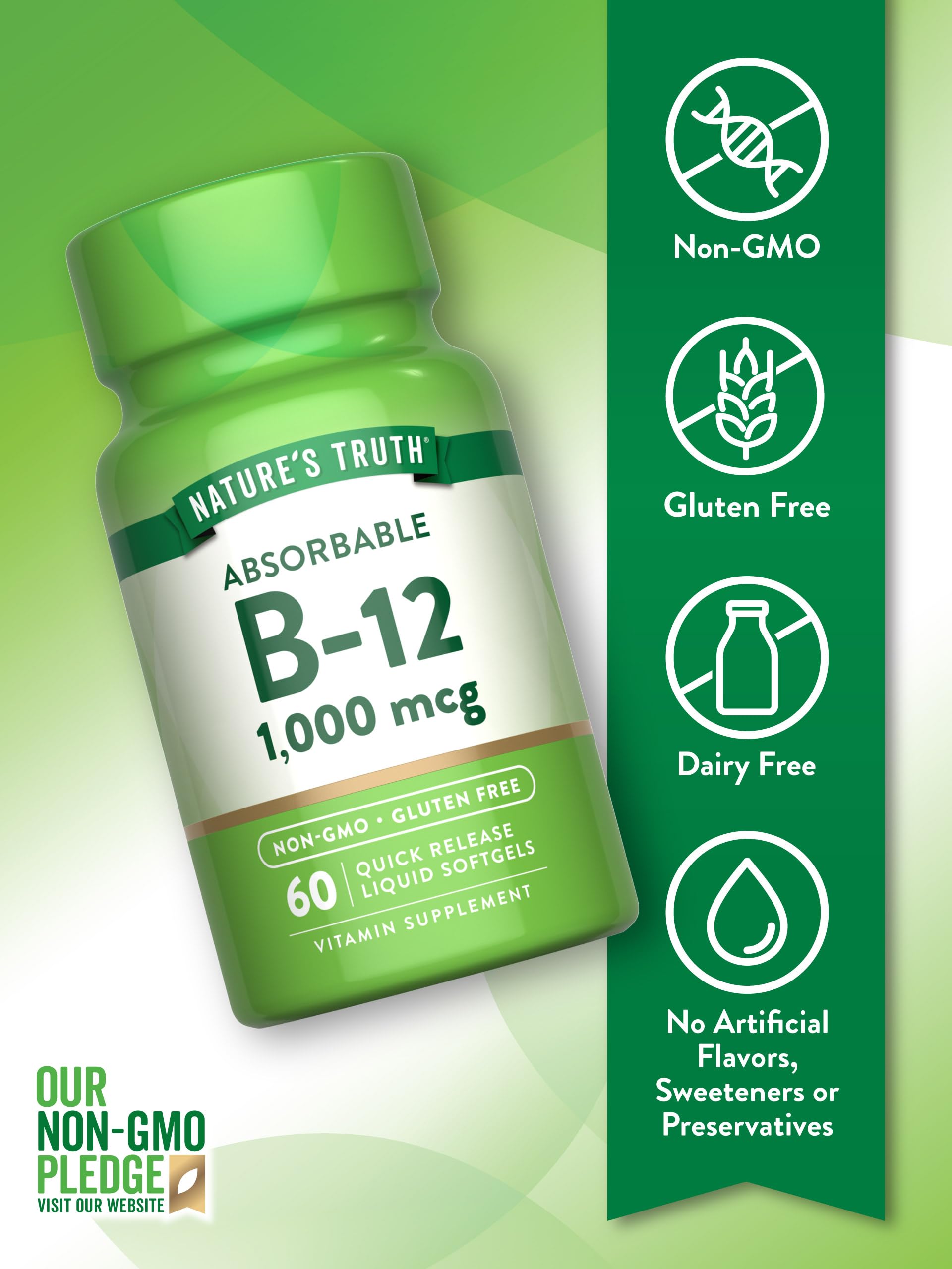 Nature's Truth Vitamin B-12 Quick Release Liquid Softgels packaging