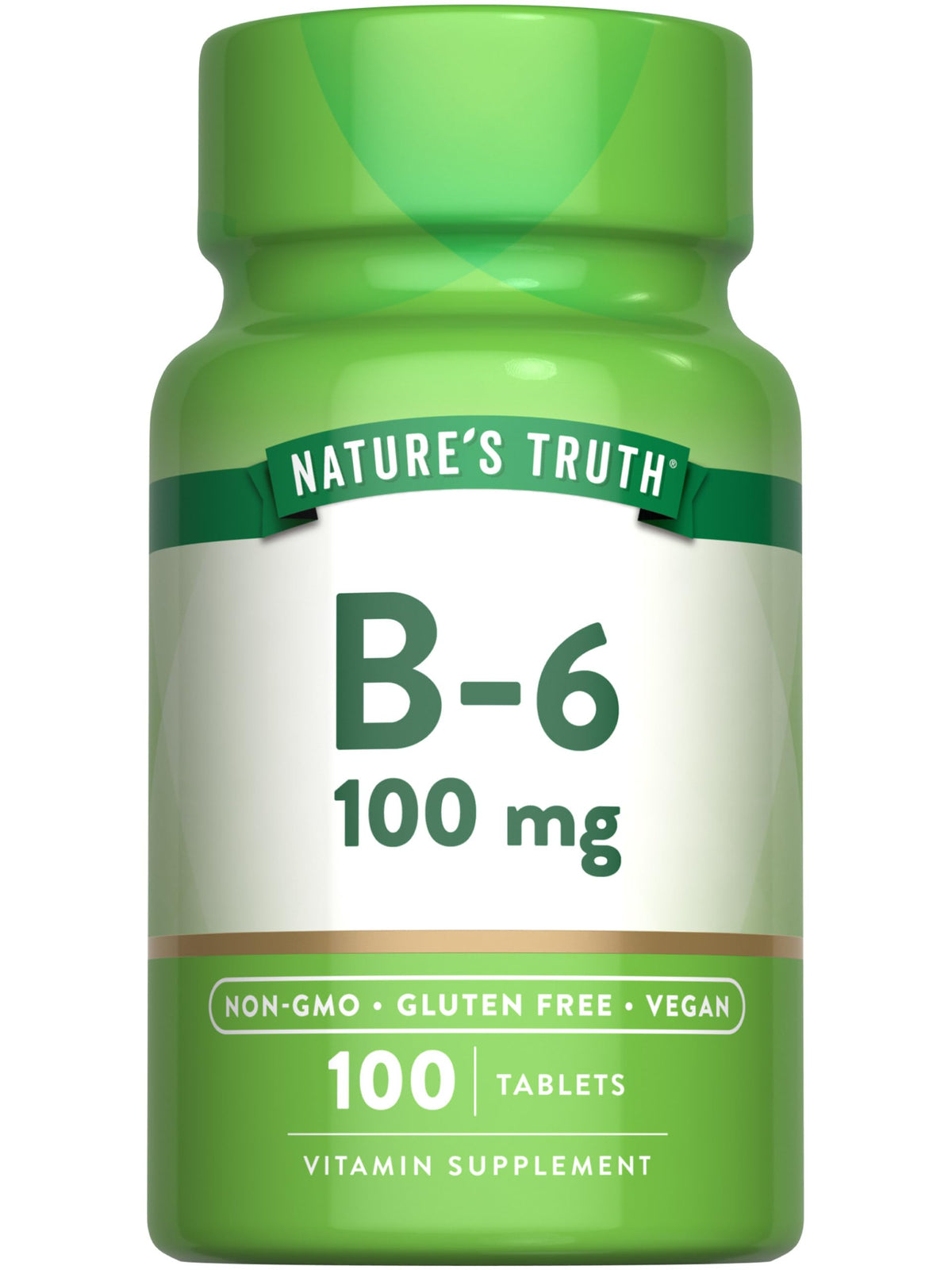 Nature's Truth Vitamin B-6 100mg tablets front view