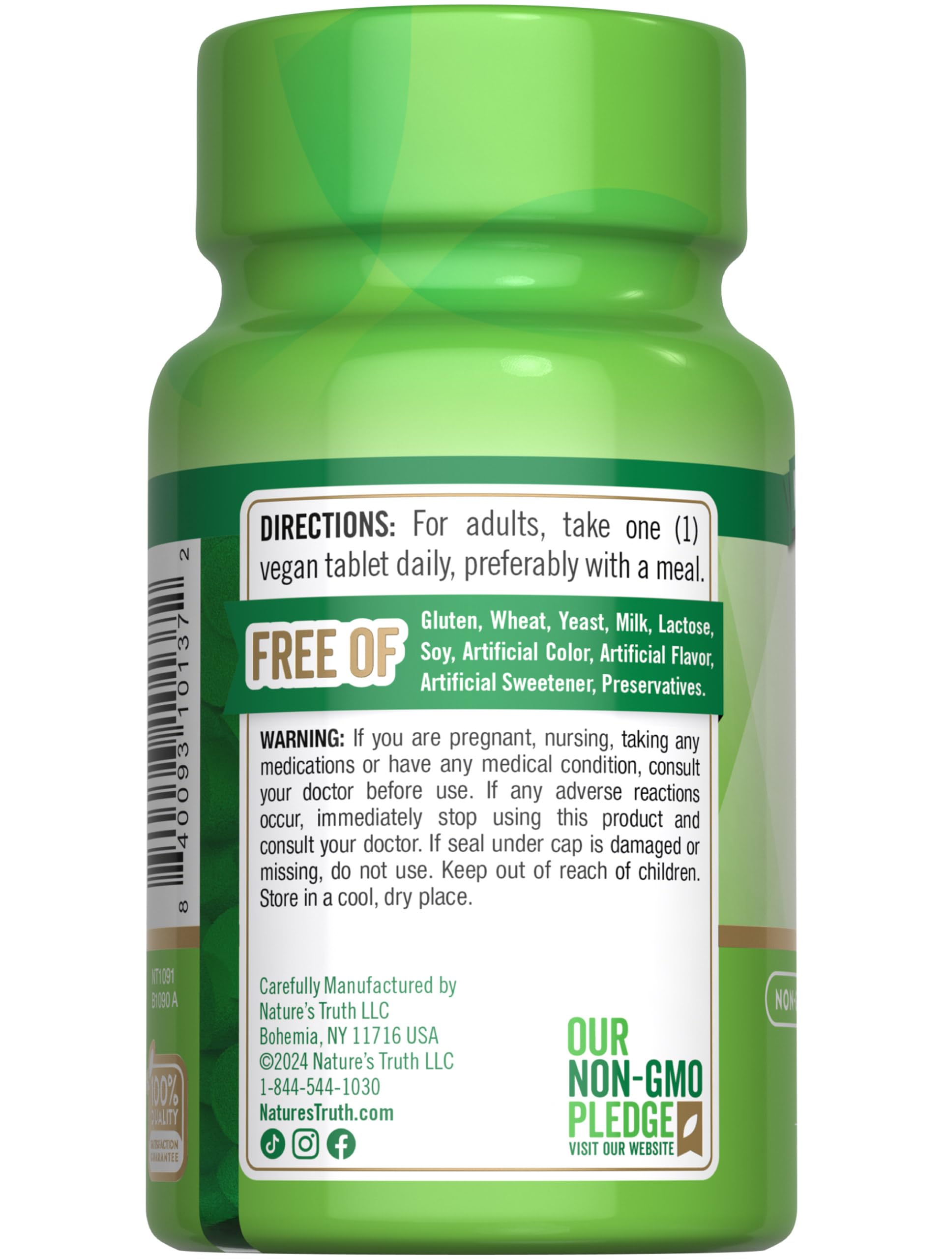 Nature's Truth Vitamin B12 1000 mcg vegan tablets close-up