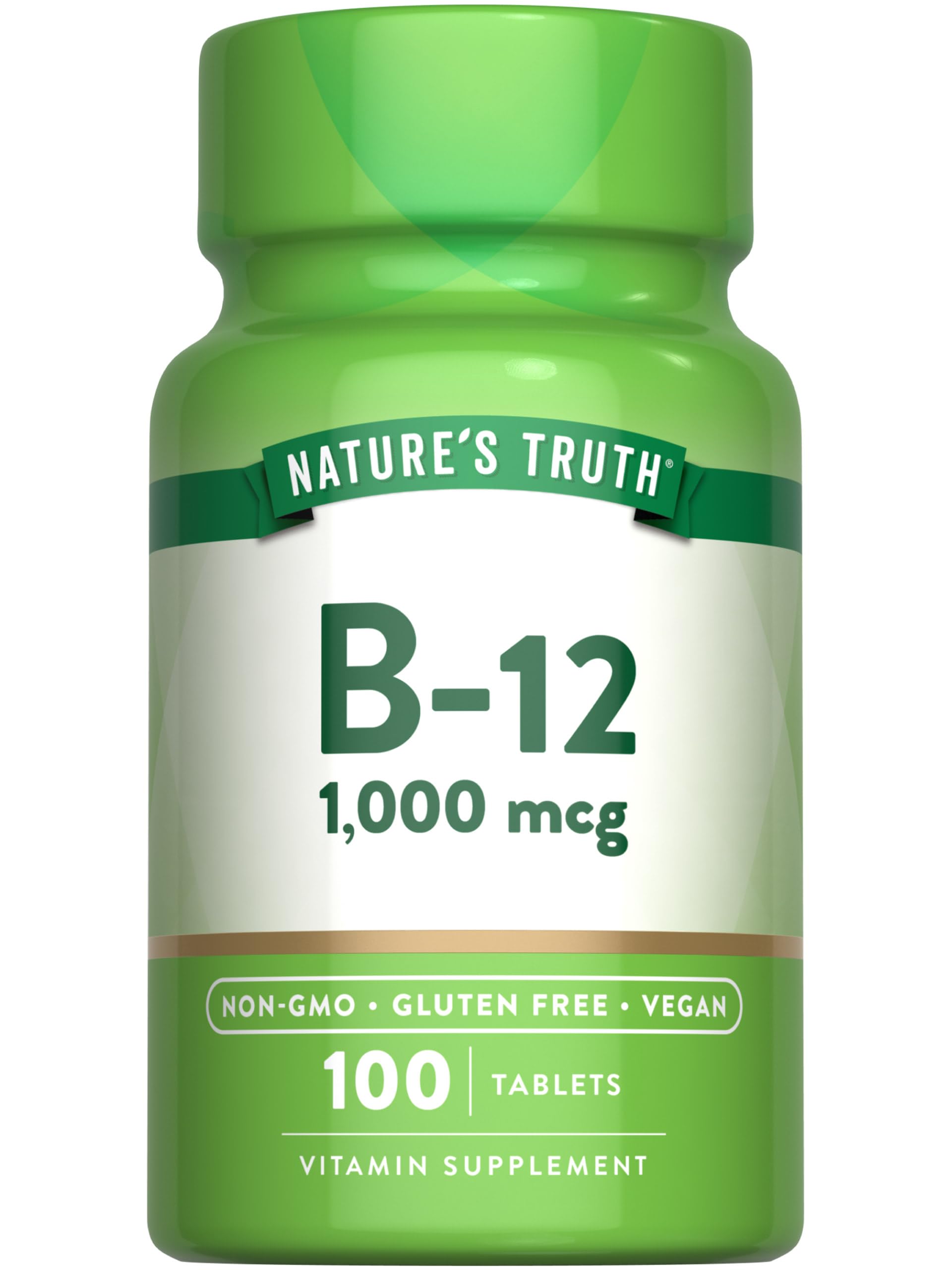 Nature's Truth Vitamin B12 1000 mcg vegan tablets front view