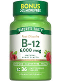 Nature's Truth Vitamin B12 6000 mcg vegan tablets front view