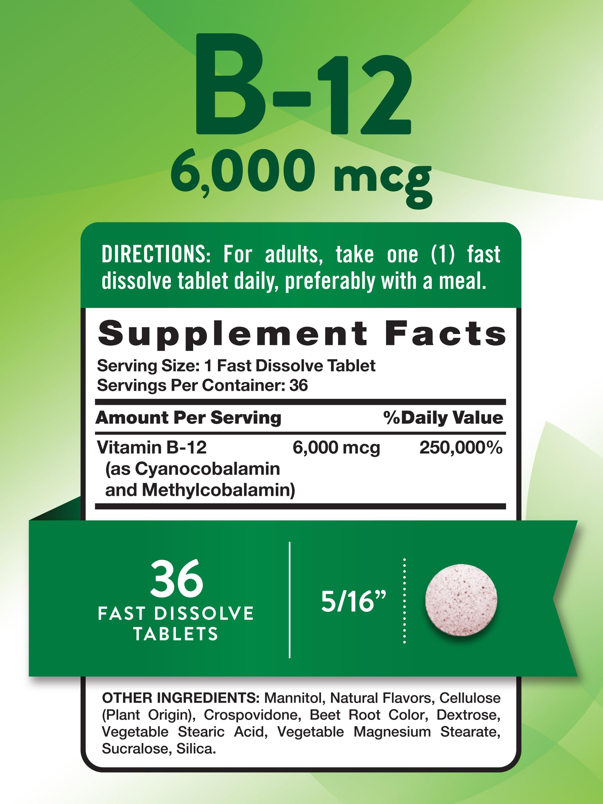 Nature's Truth Vitamin B12 packaging with natural berry flavour