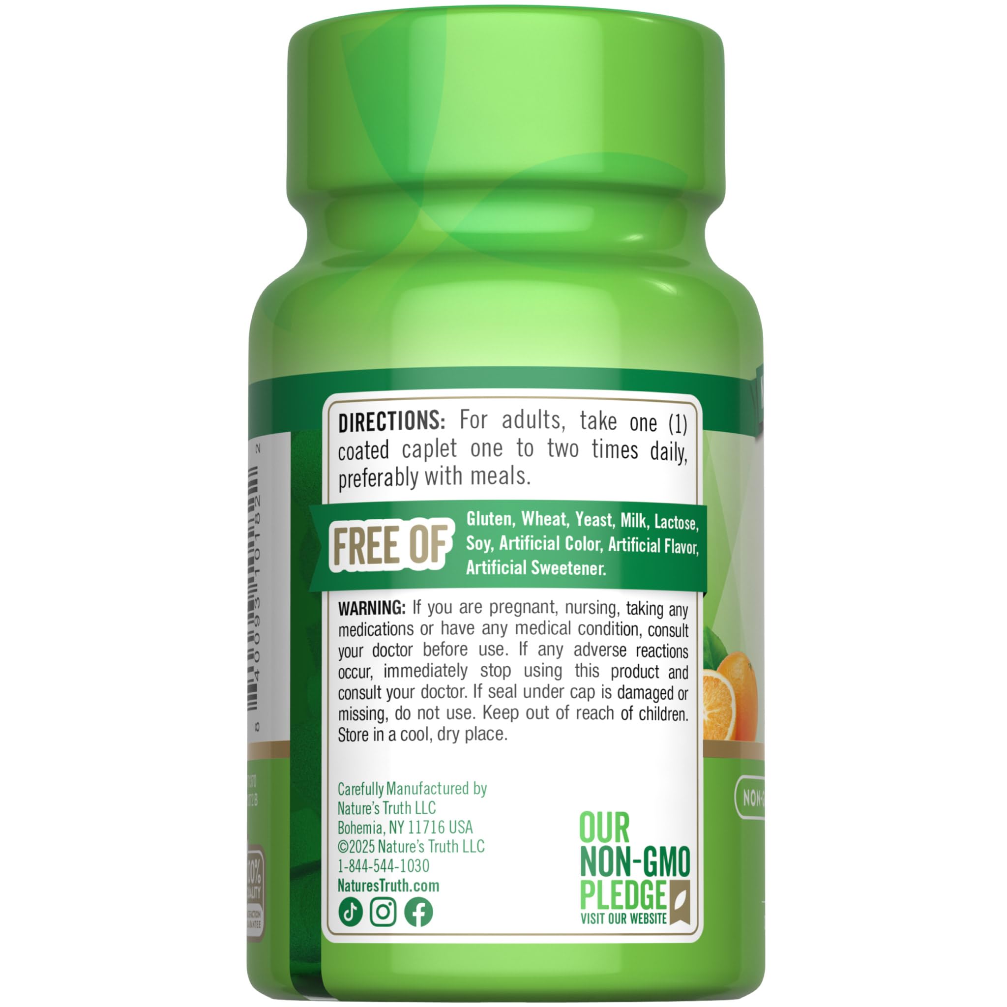 Nature's Truth Vitamin C 1000mg caplets in a hand