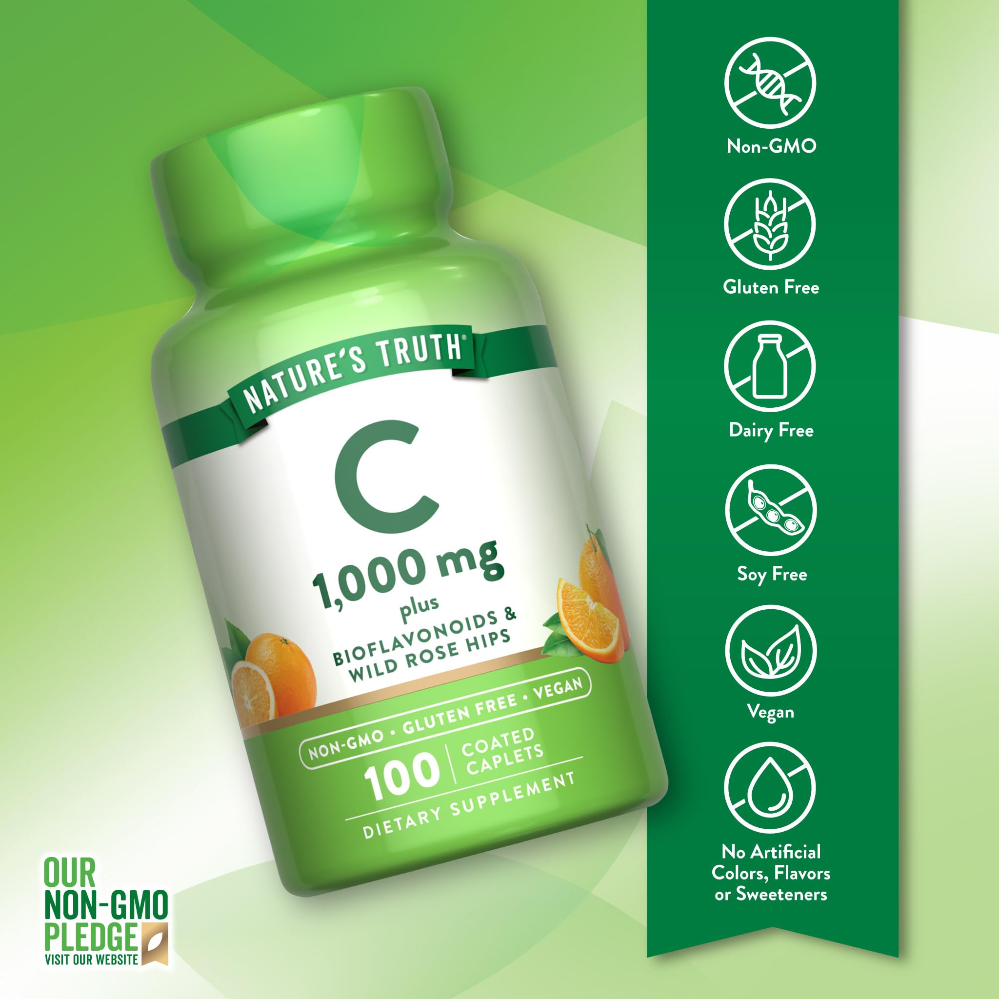 Nature's Truth Vitamin C 1000mg supplement back view