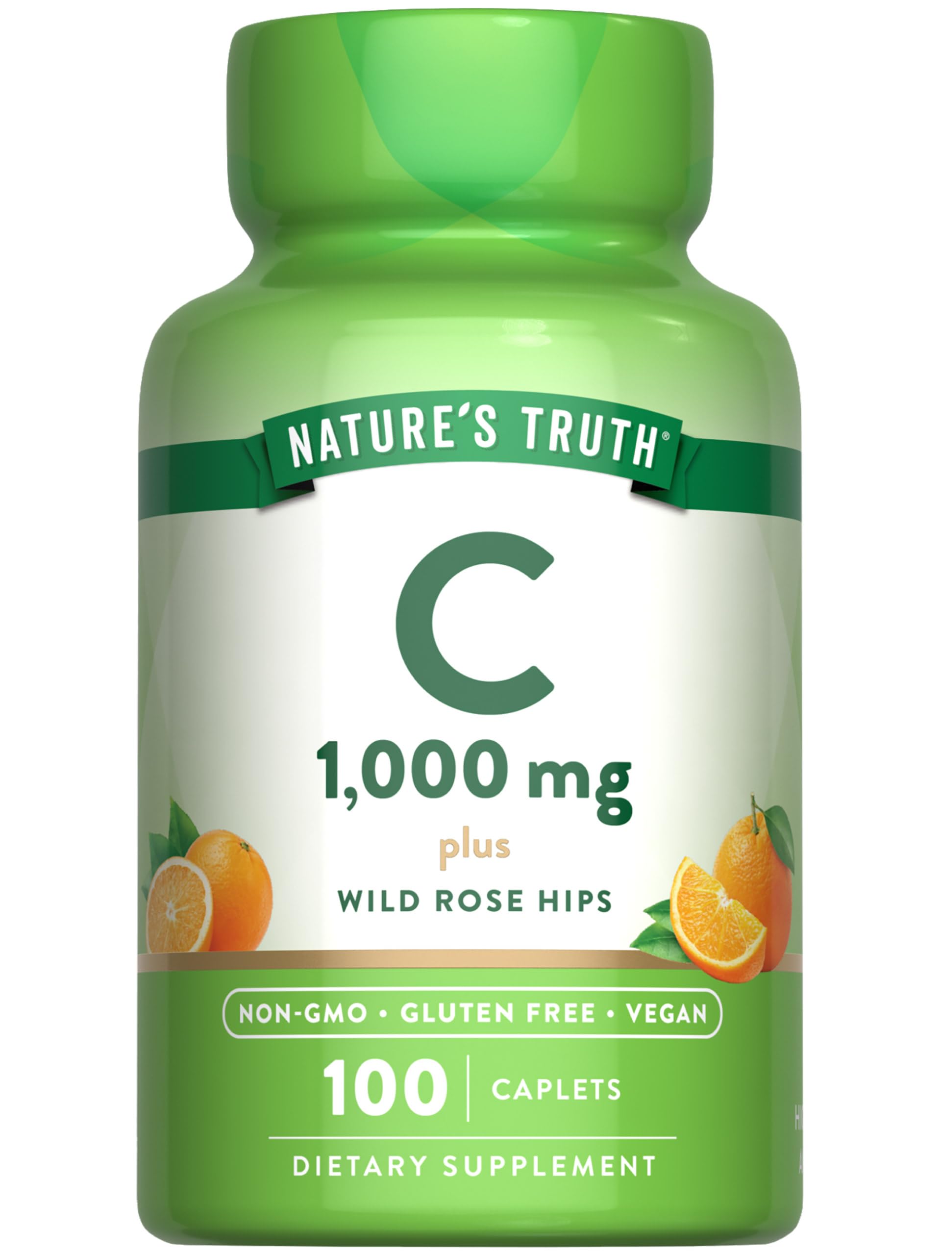Nature's Truth Vitamin C 1000mg Vegan Caplets front view
