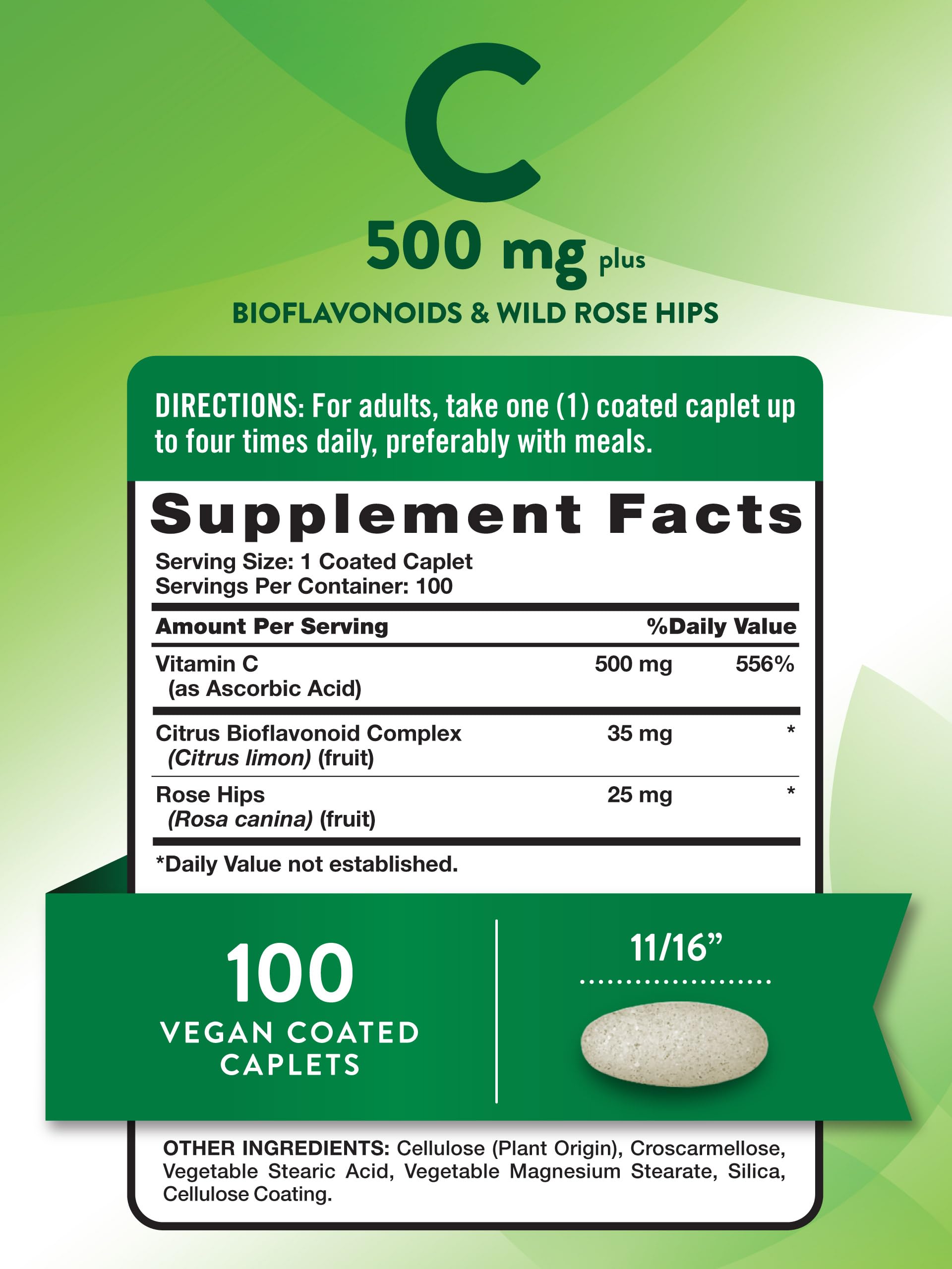 Nature's Truth Vitamin C 500mg Coated Caplets side view