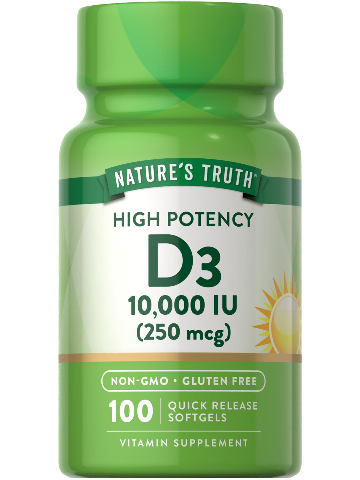 Nature's Truth Vitamin D 10,000 IU softgel front view