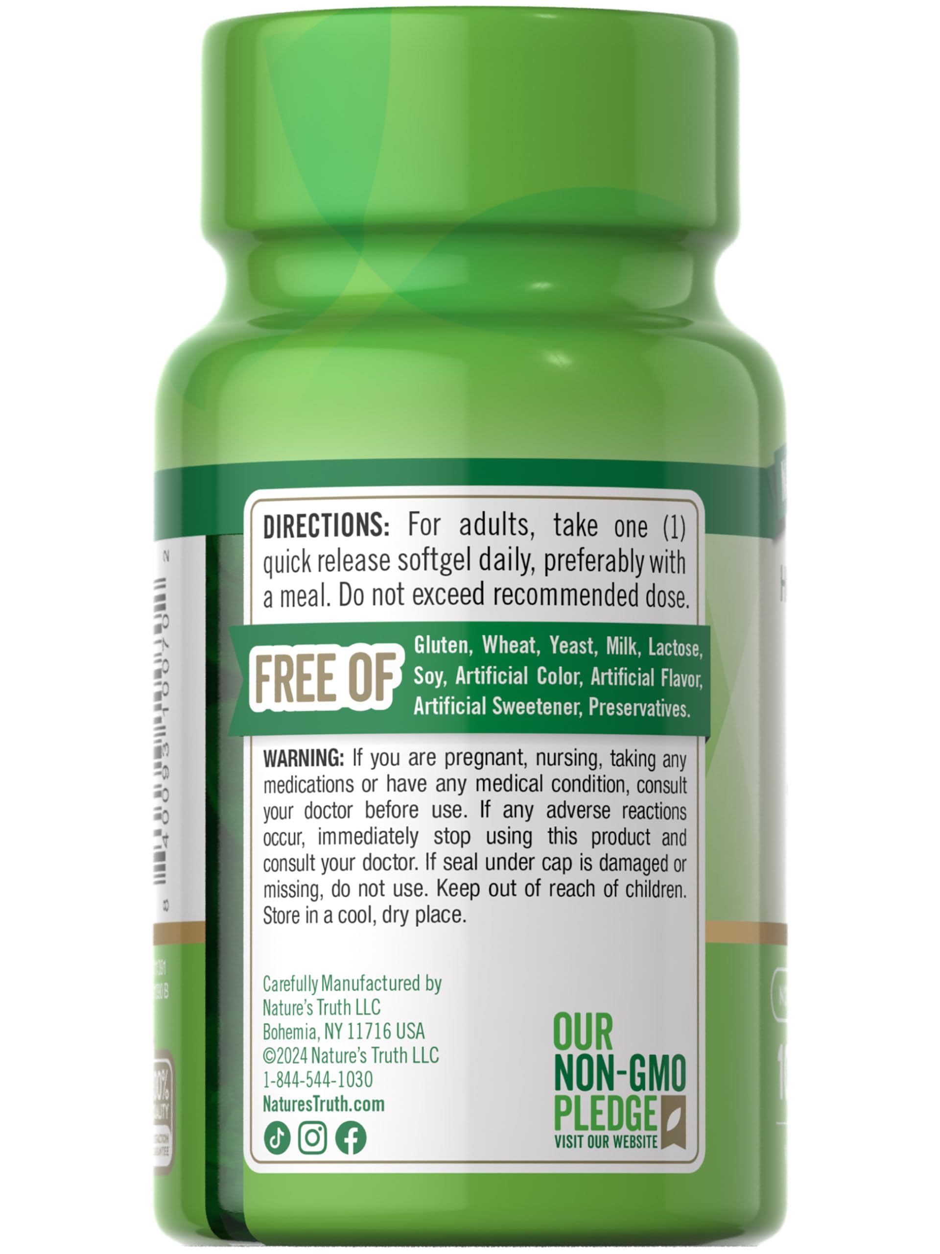 Nature's Truth Vitamin D softgel with a measuring spoon