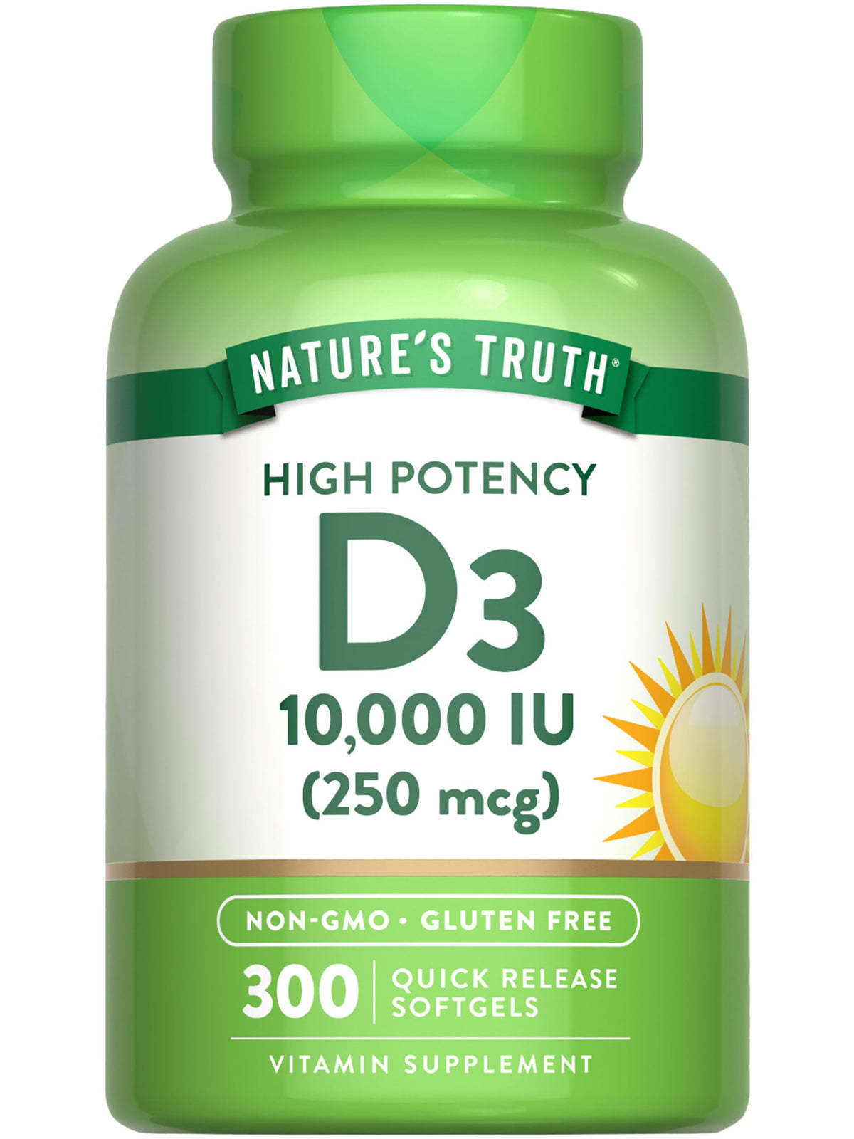 Nature's Truth Vitamin D3 10,000 IU softgels bottle front view