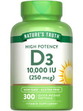 Nature's Truth Vitamin D3 10,000 IU softgels bottle front view