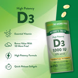 Nature's Truth Vitamin D3 1000 IU softgels with measuring spoon