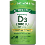 Nature's Truth Vitamin D3 2000 IU softgel bottle front view