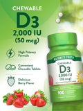 Nature's Truth Vitamin D3 chewable tablets close-up