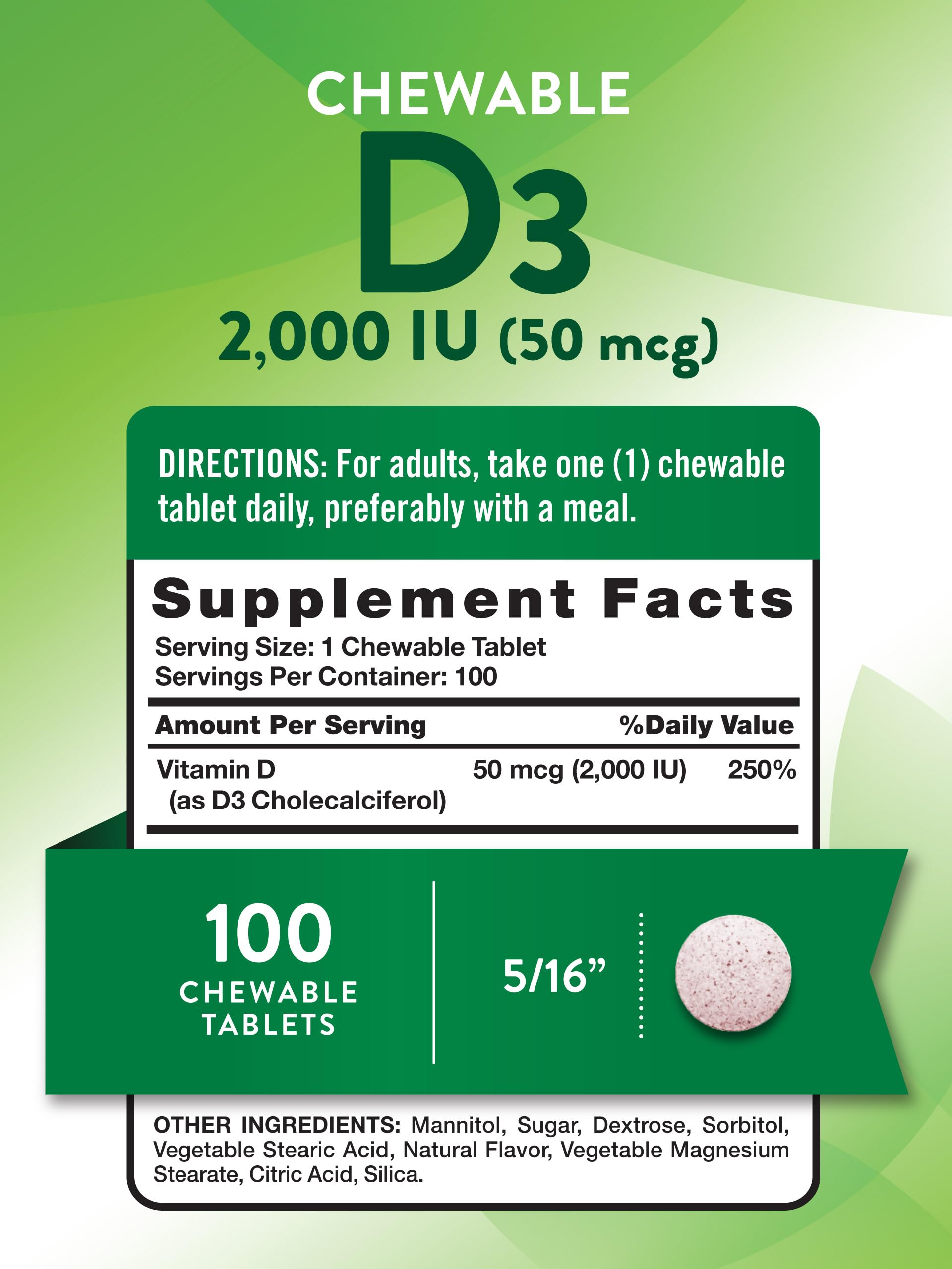Nature's Truth Vitamin D3 chewable tablets packaging