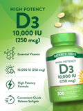 Nature's Truth Vitamin D3 softgels packaging side view