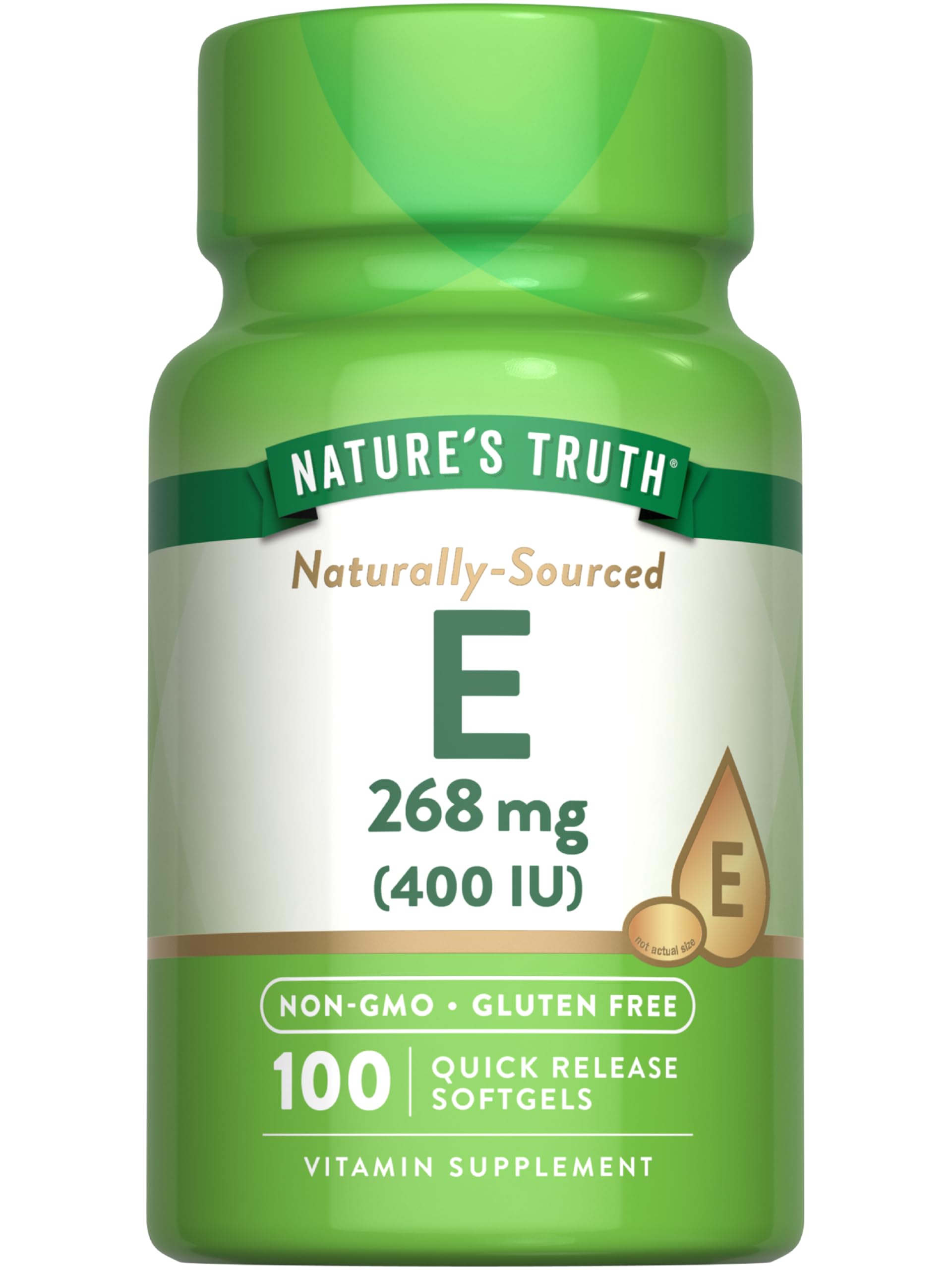 Nature's Truth Vitamin E 400 IU Softgel front view