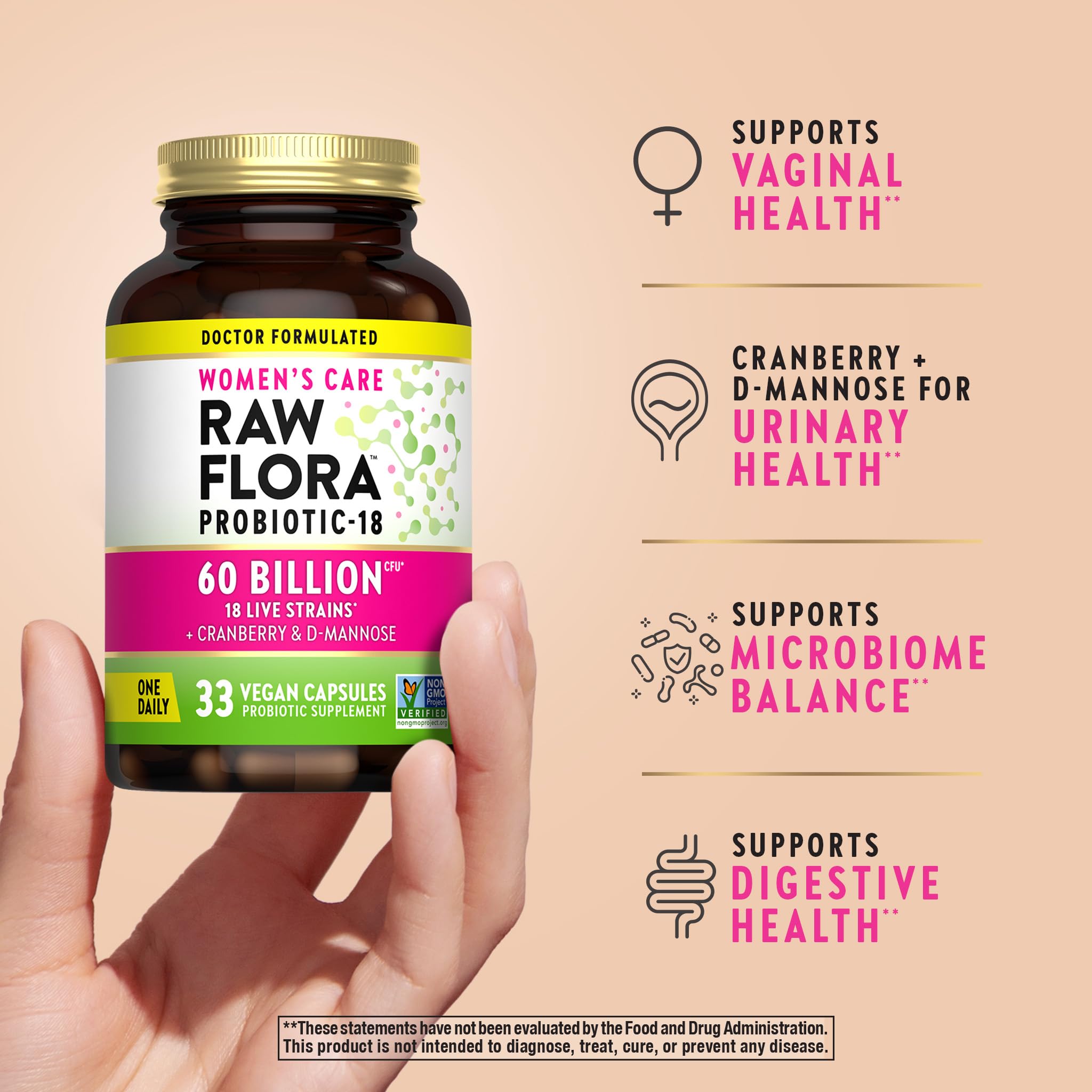 Nature's Truth Women's Raw Flora Probiotic 30 Capsules back view