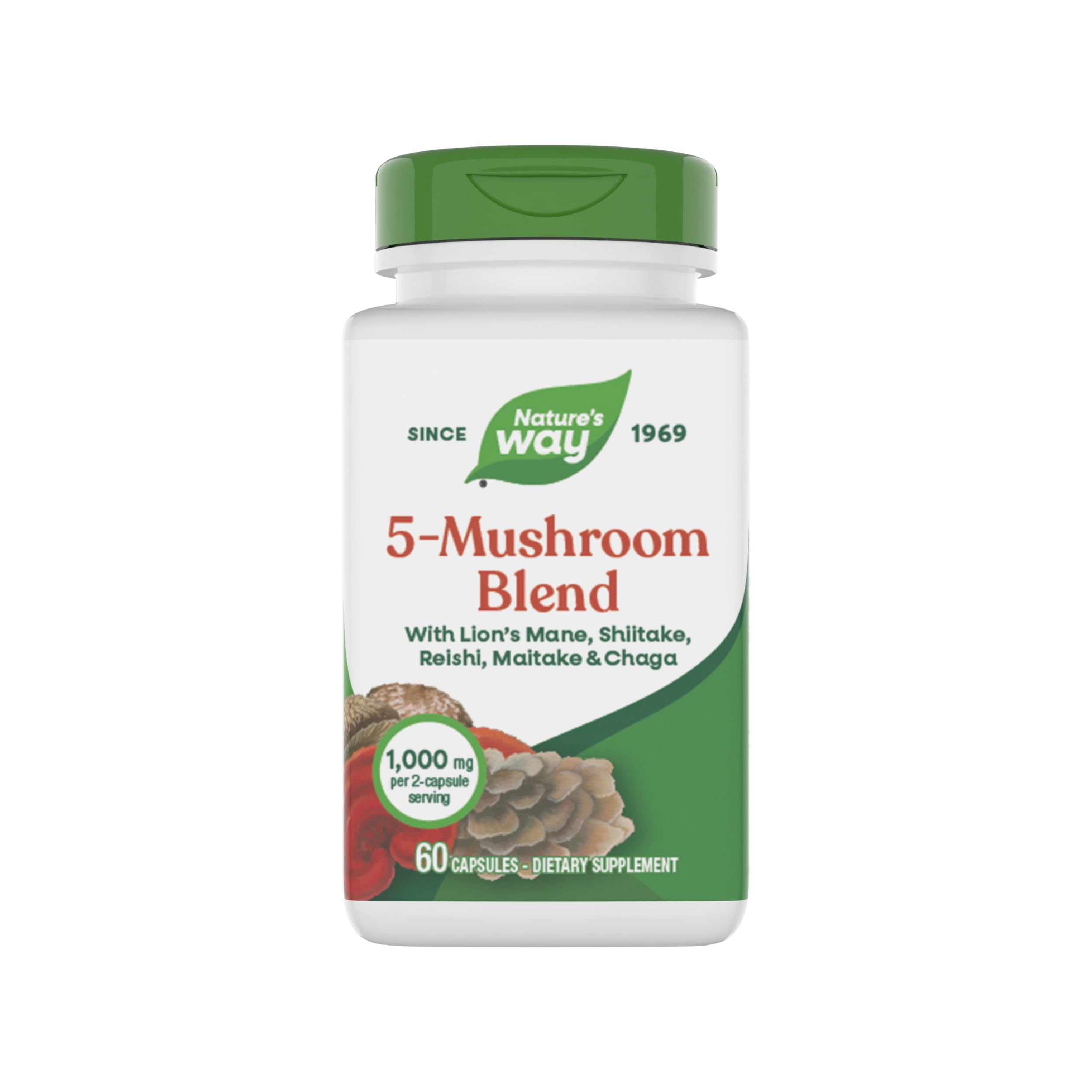 Nature's Way 5-Mushroom Blend capsules bottle front view