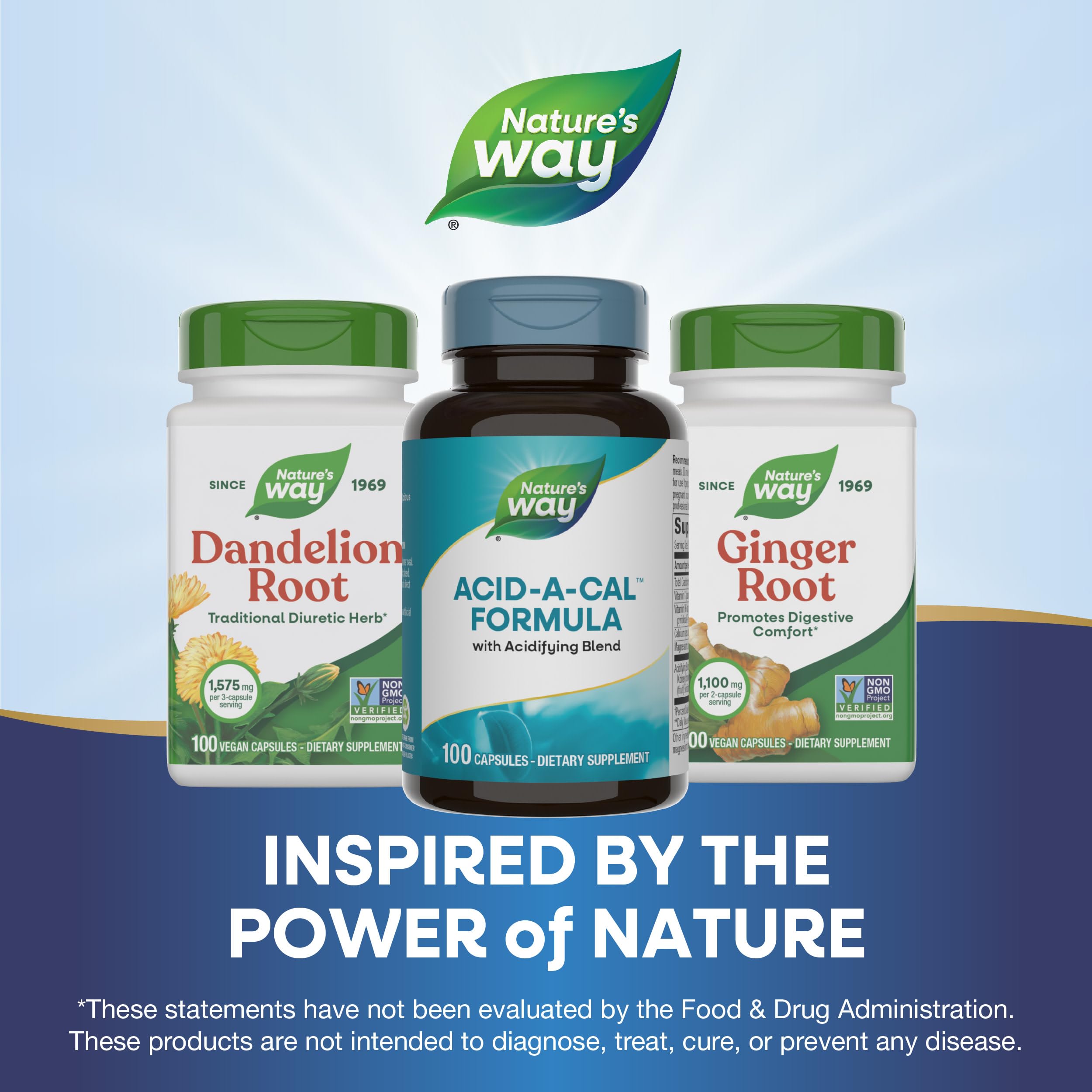 Nature's Way Acid-A-Cal supplement capsules with a glass of water