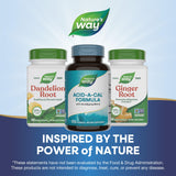 Nature's Way Acid-A-Cal supplement capsules with a glass of water