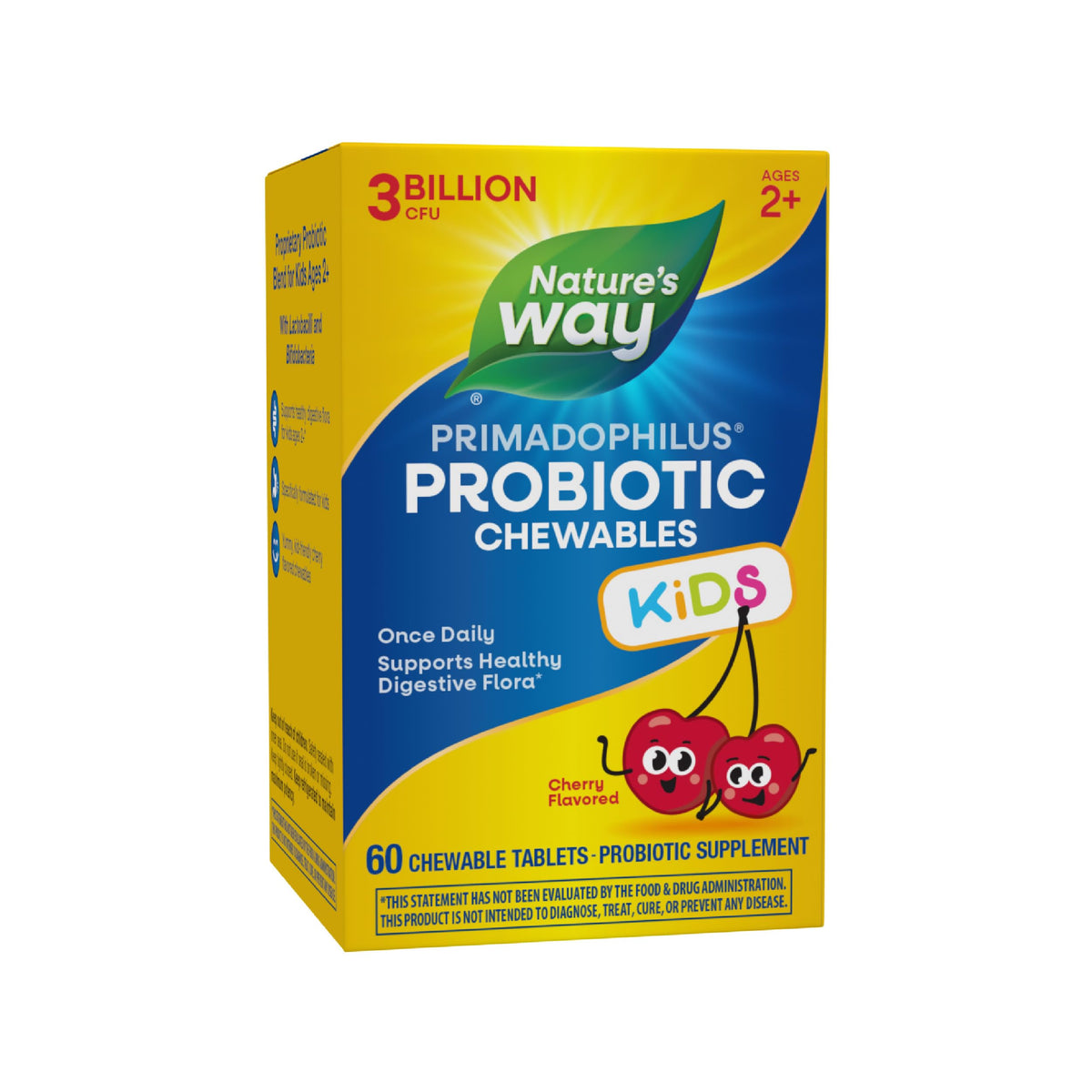 Nature's Way Acidophilus Kids Cherry Chewable Probiotic Tablets front view