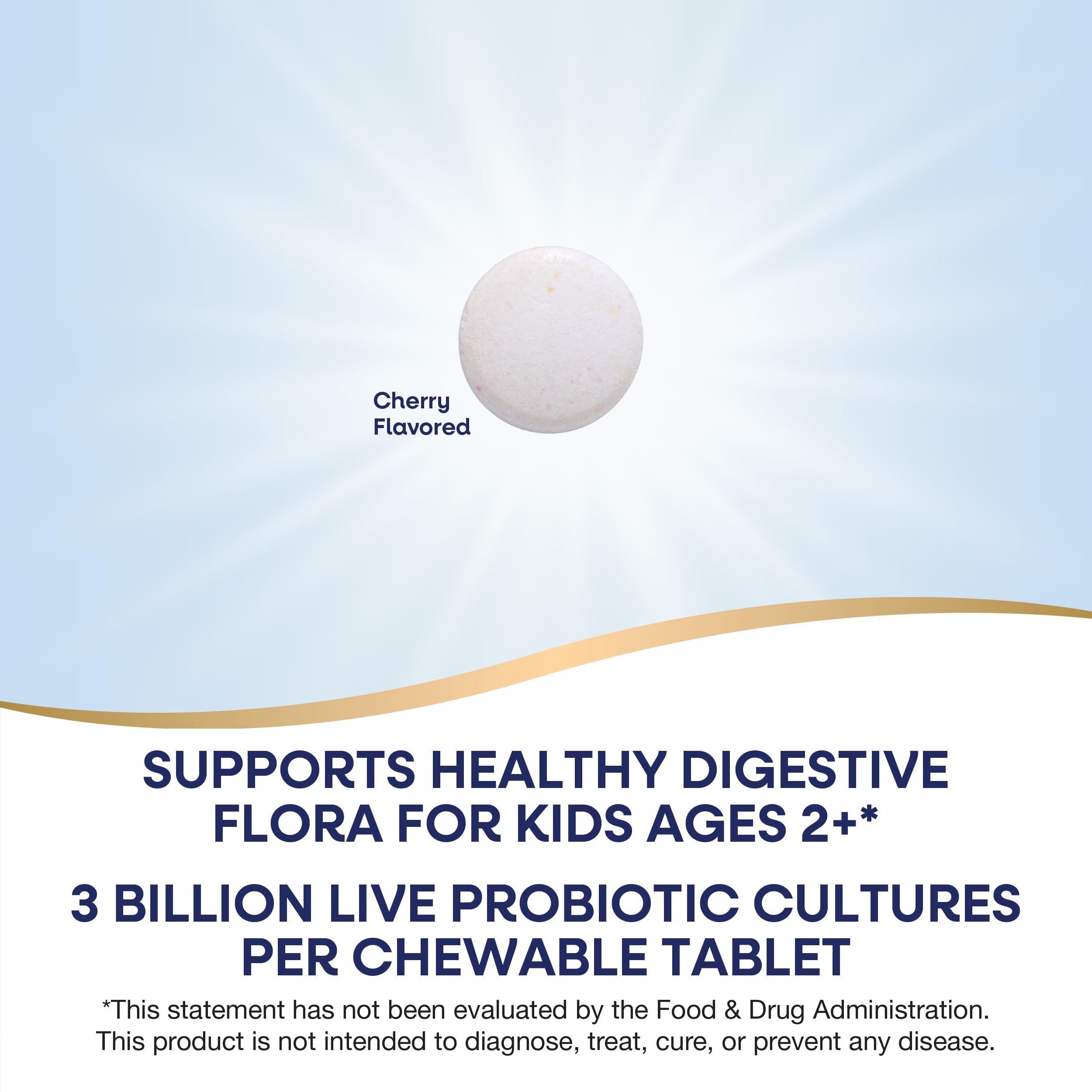 Nature's Way Acidophilus Kids Cherry Chewable Probiotic Tablets with a cherry
