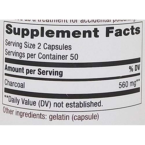Nature's Way Activated Charcoal 100 Capsules ingredients list