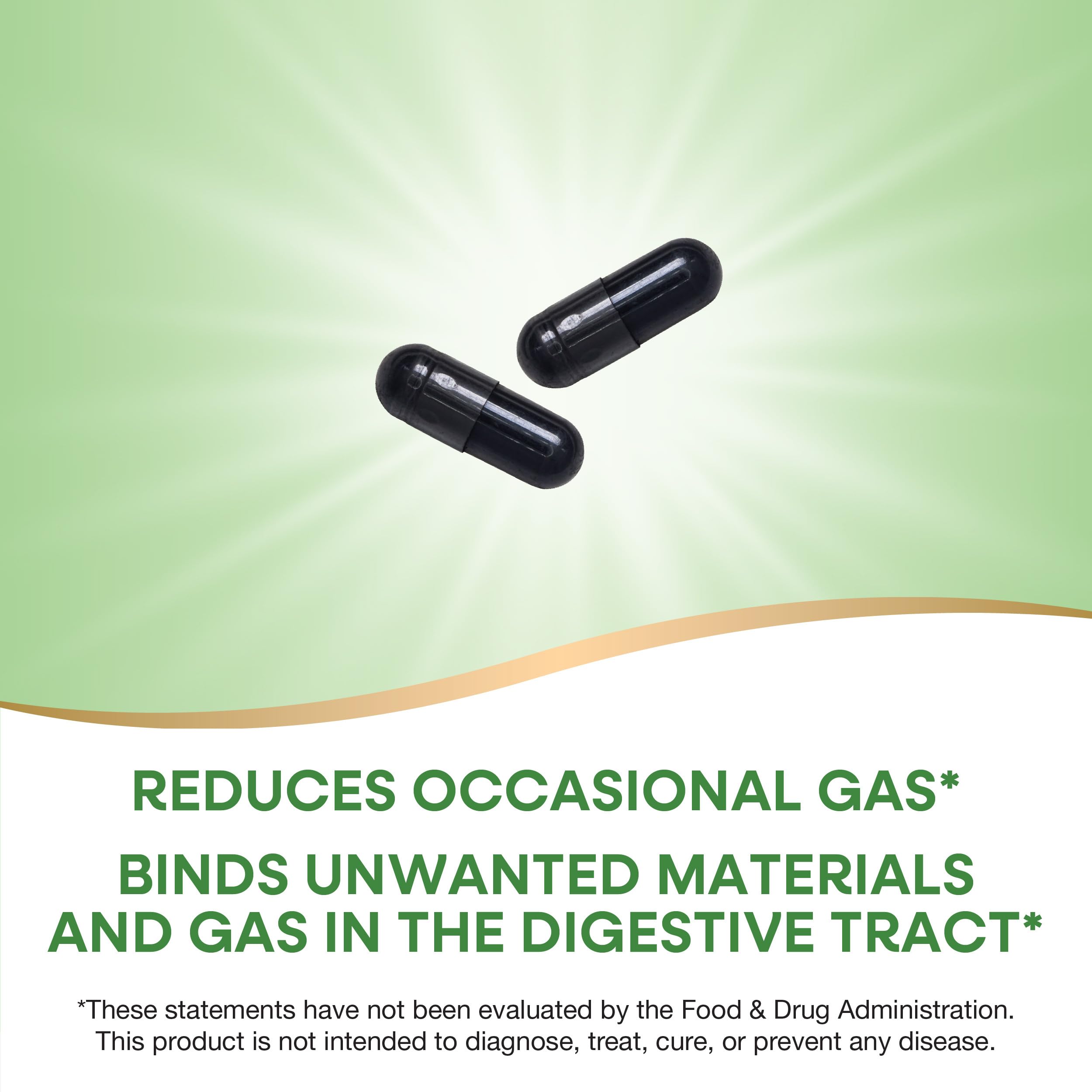 Nature's Way Activated Charcoal Capsules opened bottle showing capsules
