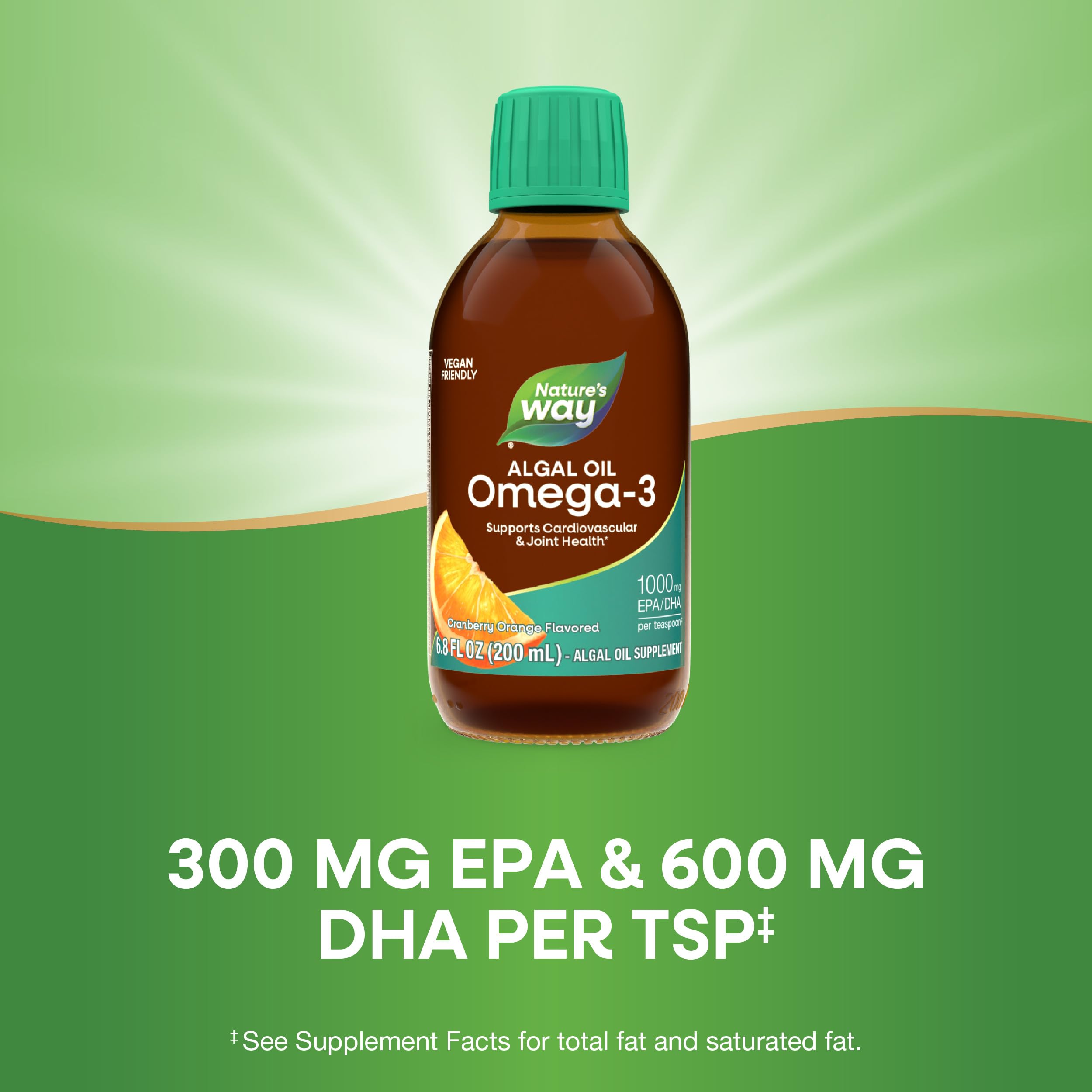 Nature's Way Algal Oil Omega-3 1000mg teaspoon serving
