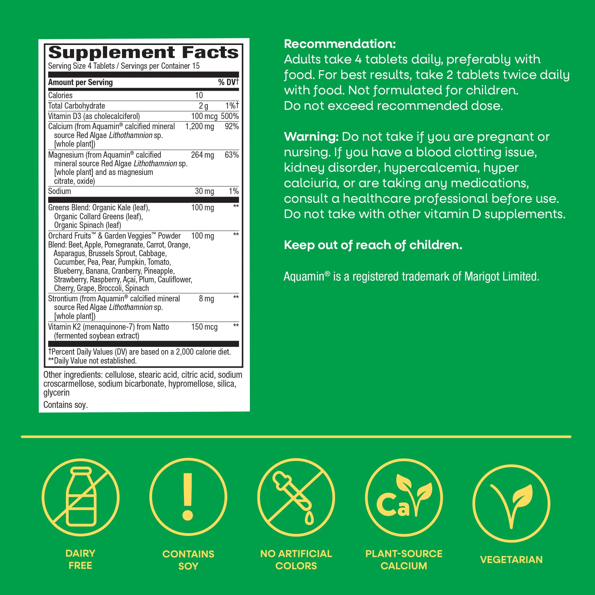 Nature's Way Alive! Calcium Bone Support 132g with a glass of water