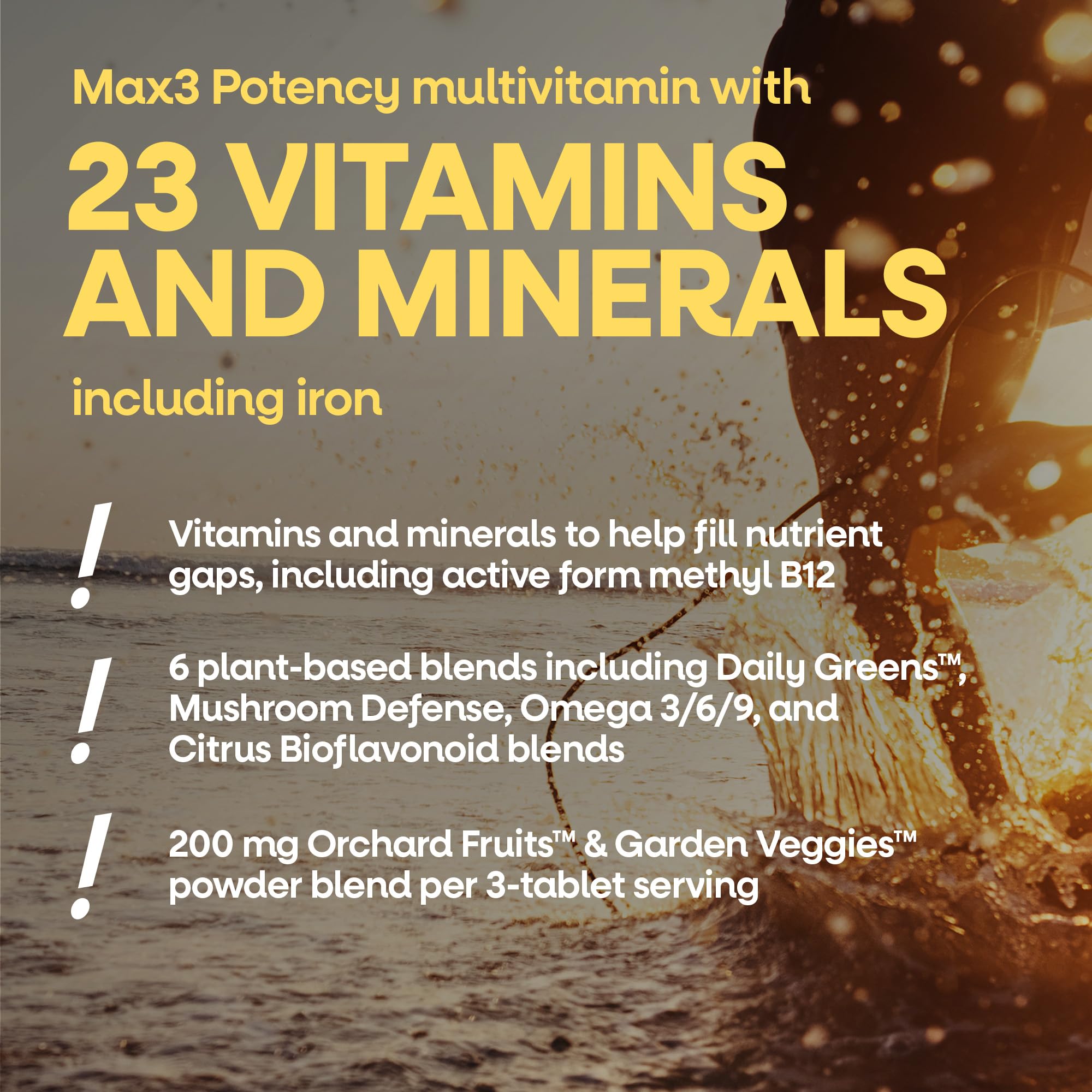 Nature's Way Alive! Max3 Daily Multivitamin tablets on a wooden surface
