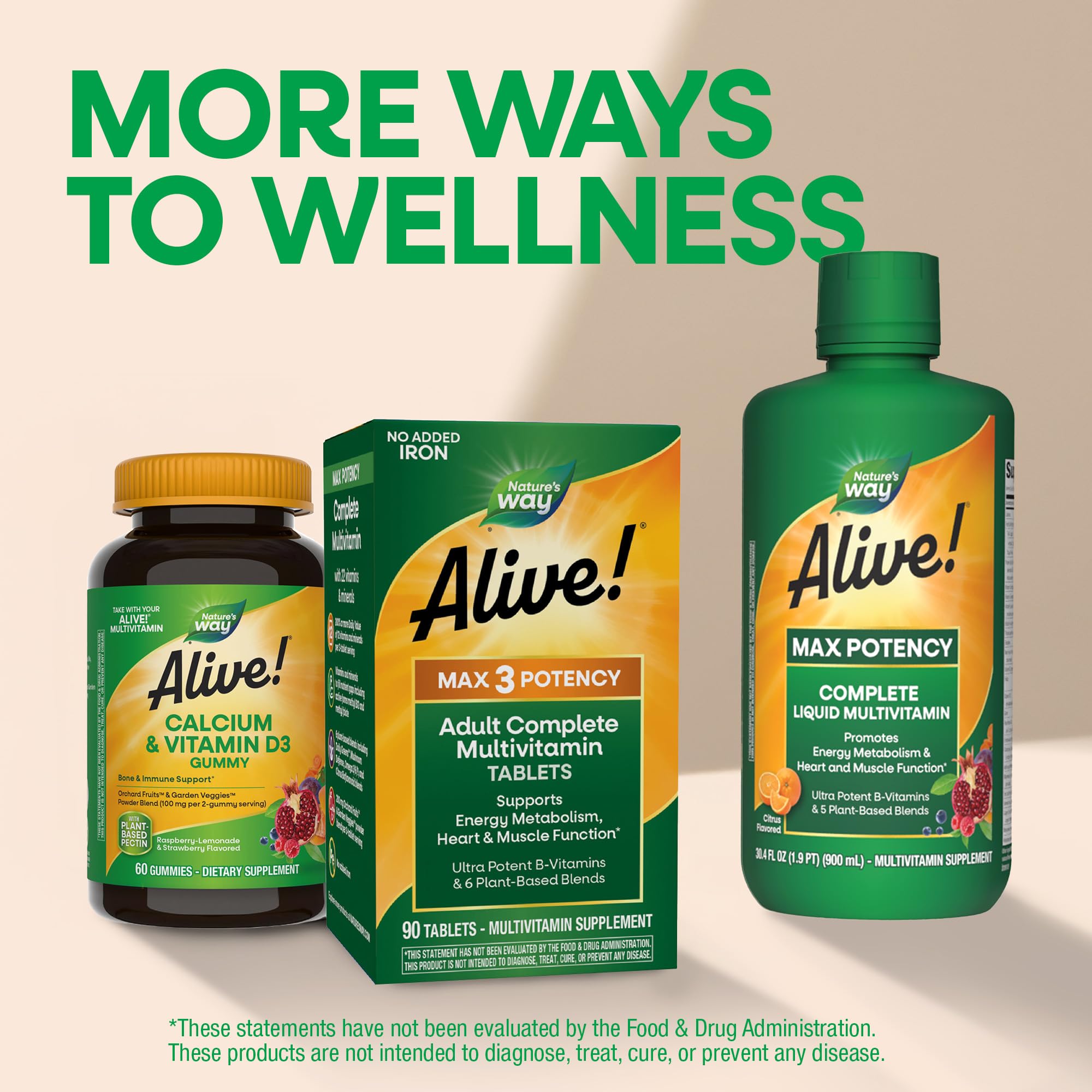 Nature's Way Alive! Max3 Potency Multivitamin with a glass of water