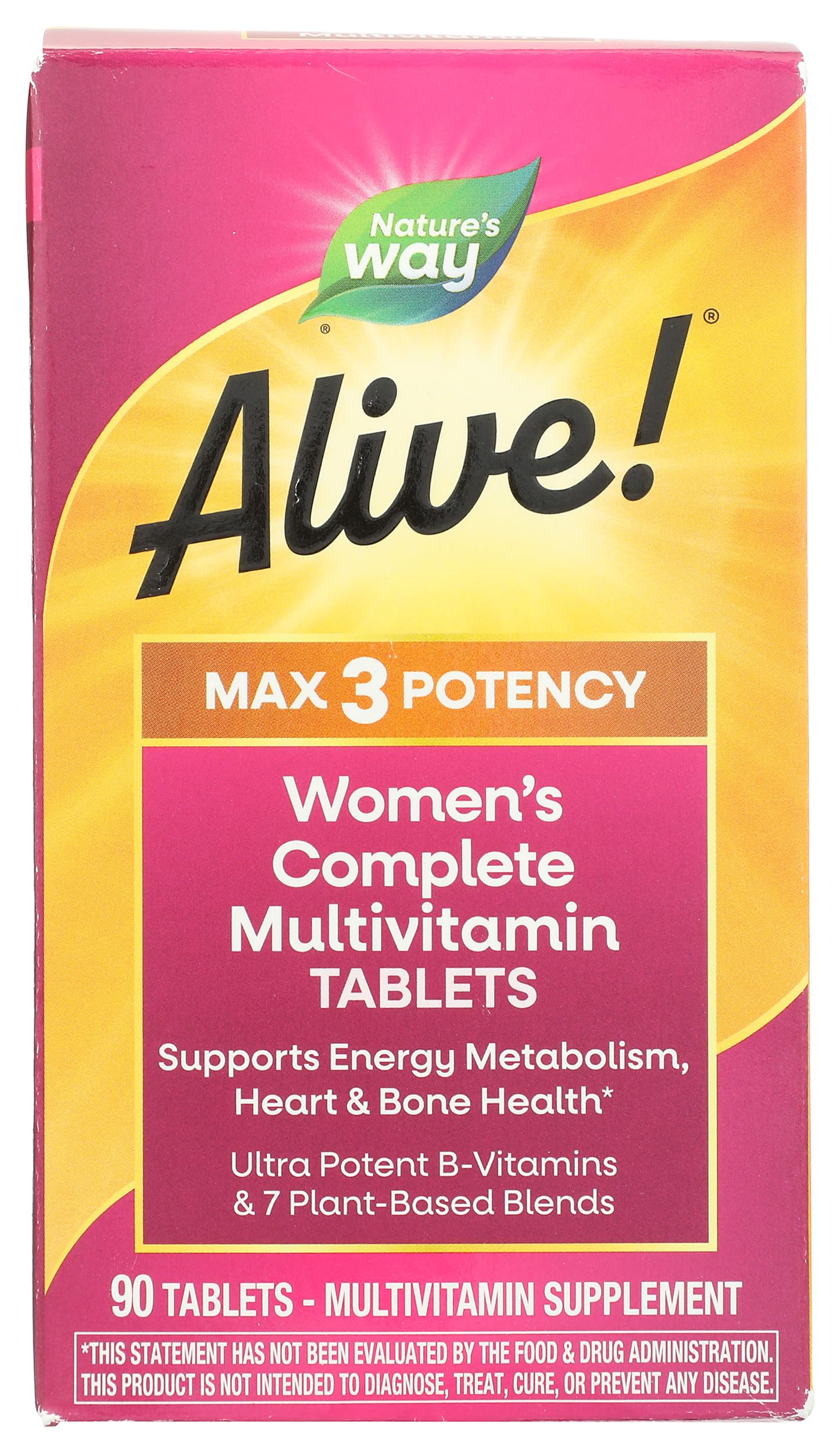 Nature's Way Alive! Max3 Potency Women's Complete Multivitamin tablets close-up
