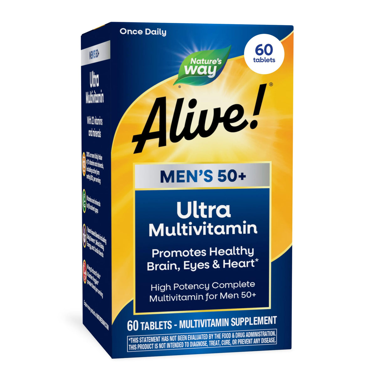 Nature's Way Alive! Once Daily Men's 50+ Ultra Multivitamin 60 tablets front view
