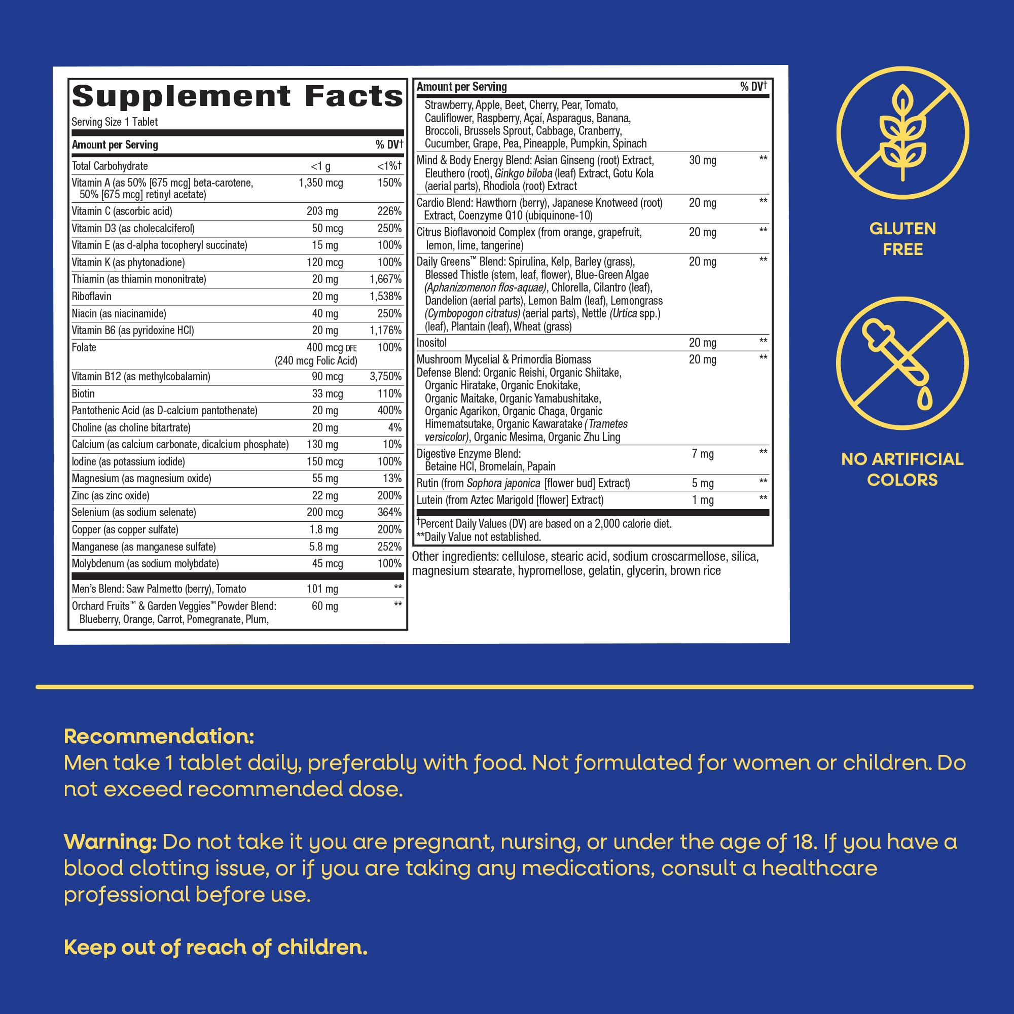Nature's Way Alive! Once Daily Men's 50+ Ultra Multivitamin 60 tablets on a wooden table