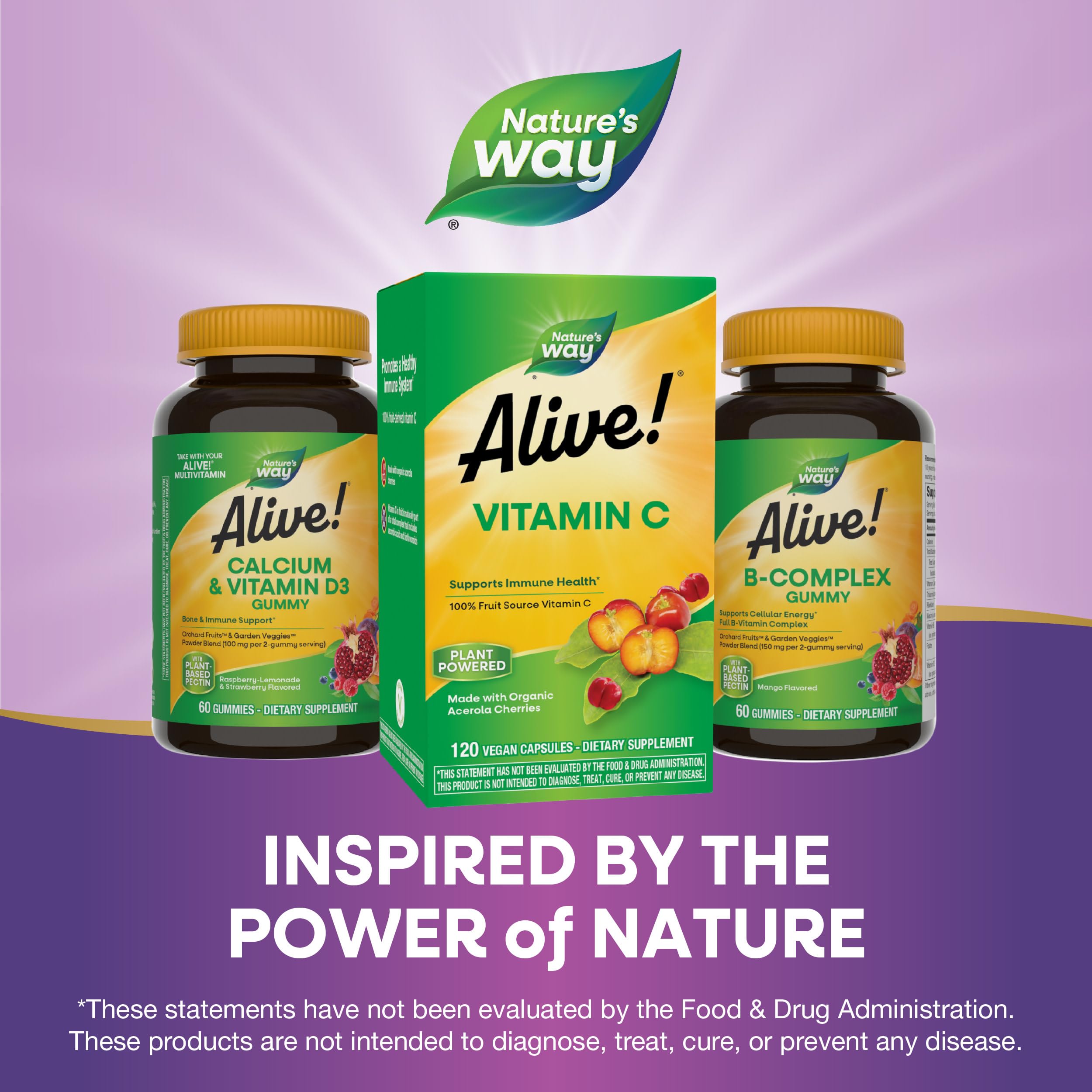 Nature's Way Alive! Vitamin C 500mg capsules back view