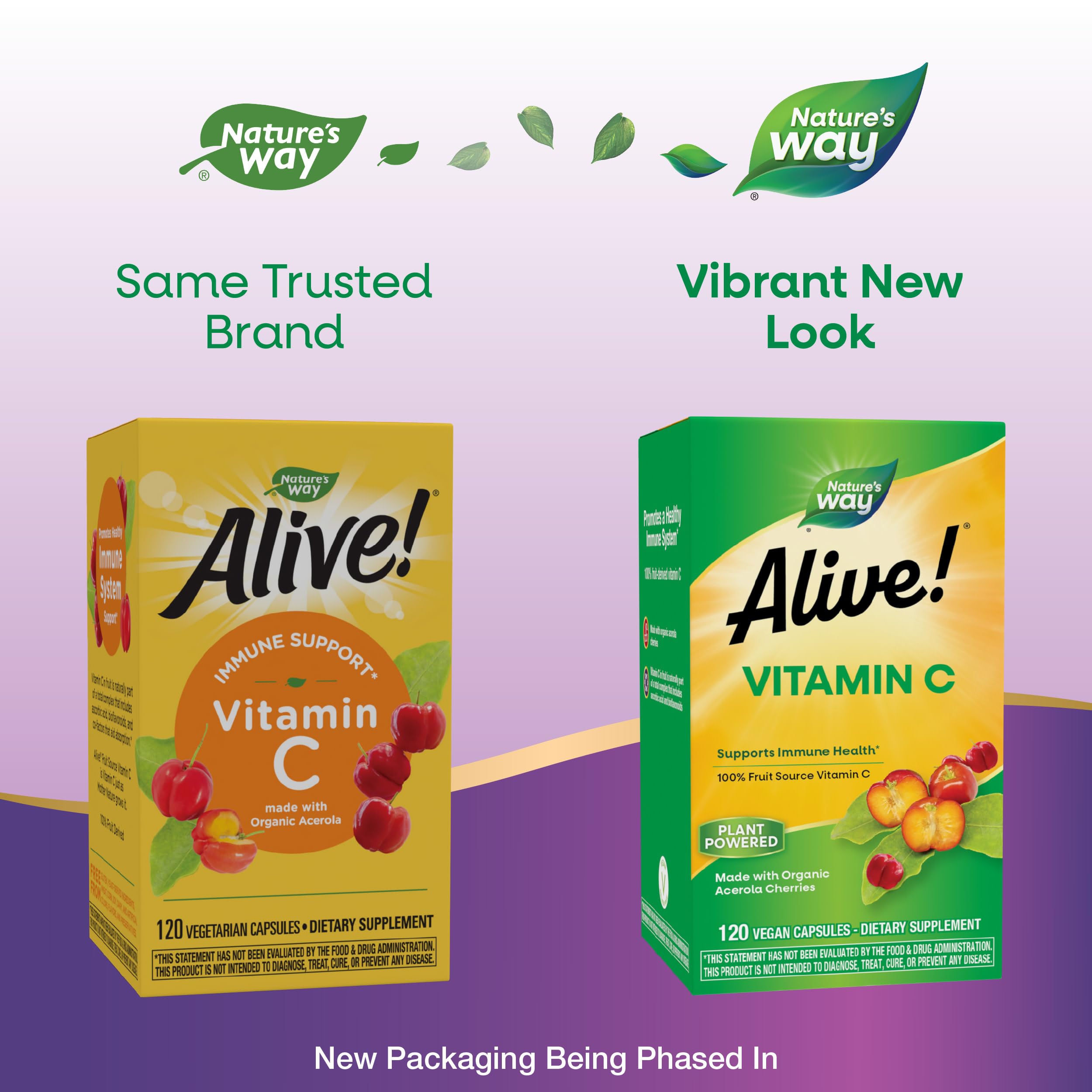 Nature's Way Alive! Vitamin C 500mg capsules side view