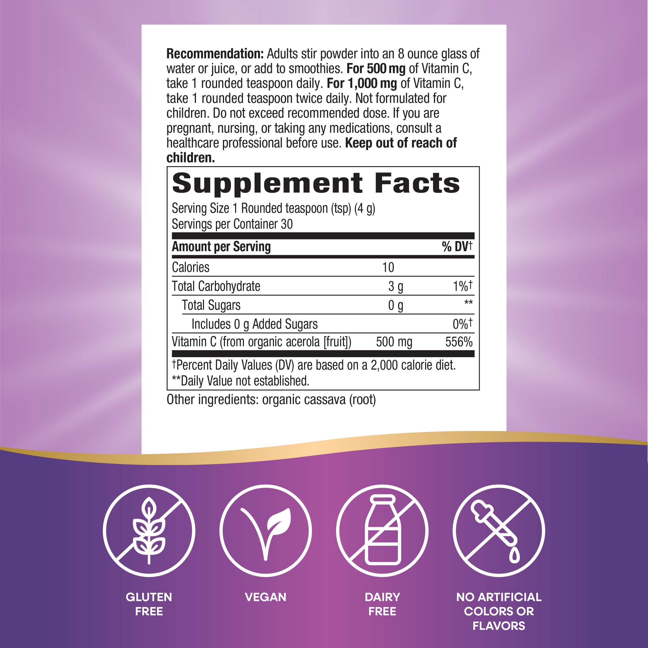 Nature's Way Alive! Vitamin C Powder Drink Mix ingredients list