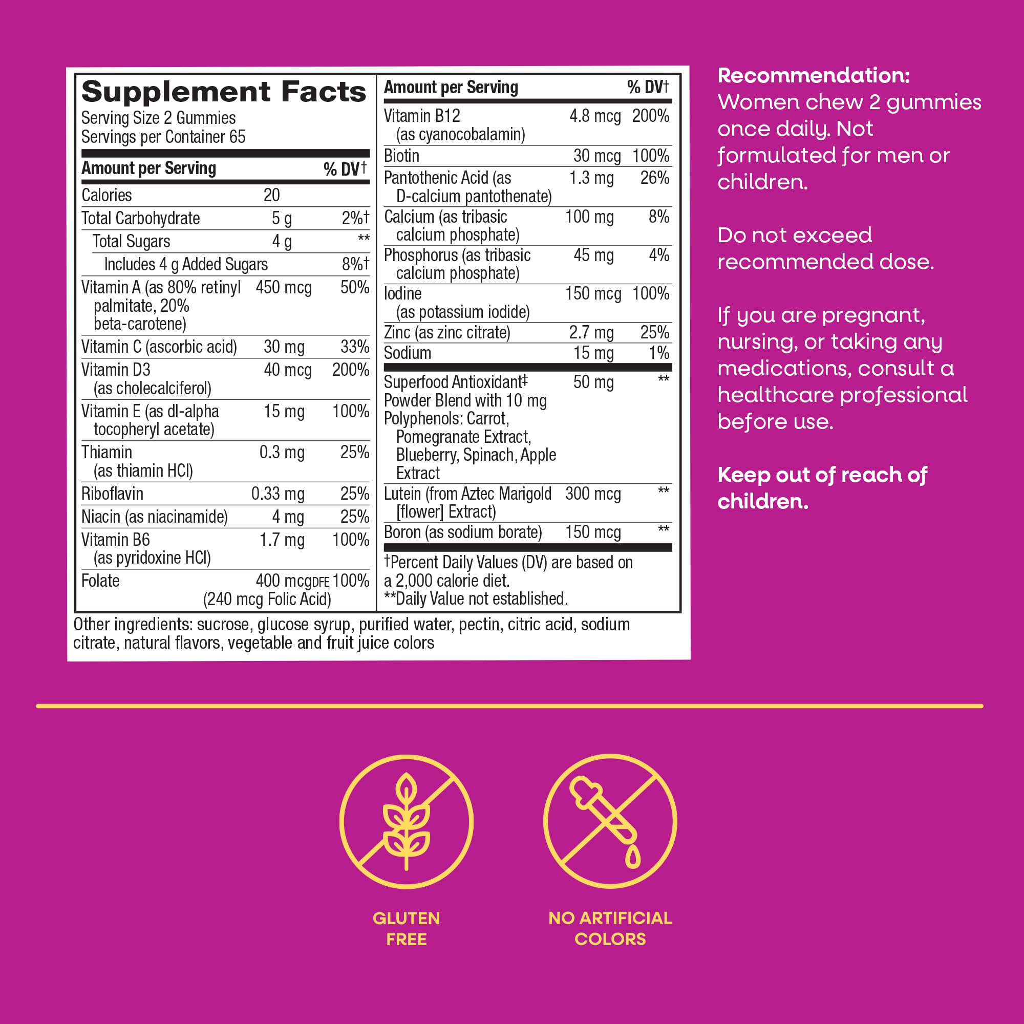 Nature's Way Alive! Women's 50+ Daily Gummy Multivitamin with fruits