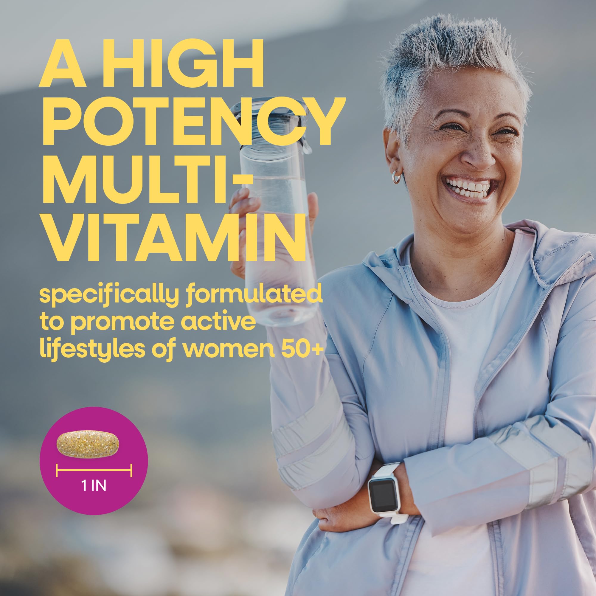 Nature's Way Alive! Women's 50+ Multivitamin side view showing tablet size