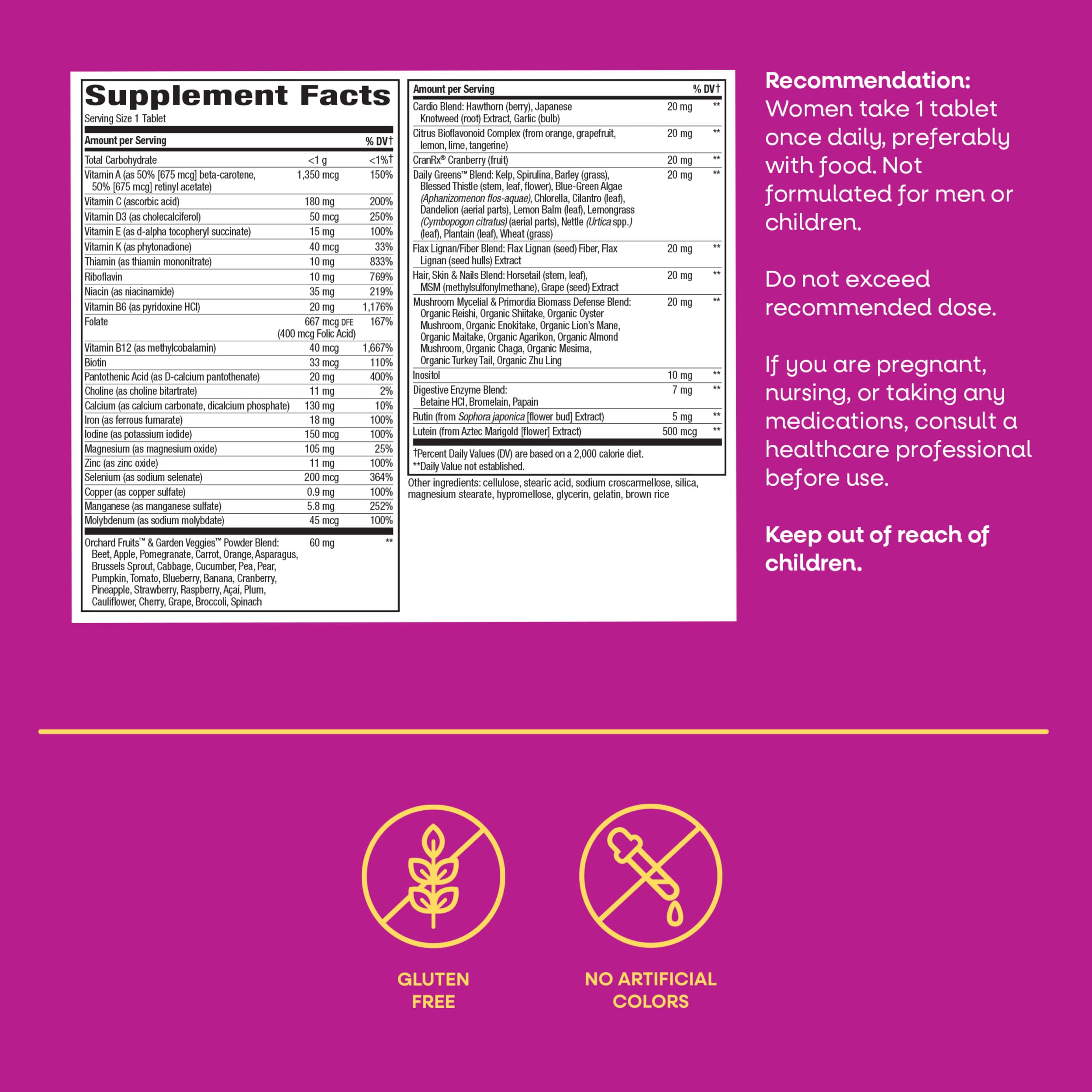 Nature's Way Alive! Women’s Daily Ultra Multivitamin with fruits and vegetables