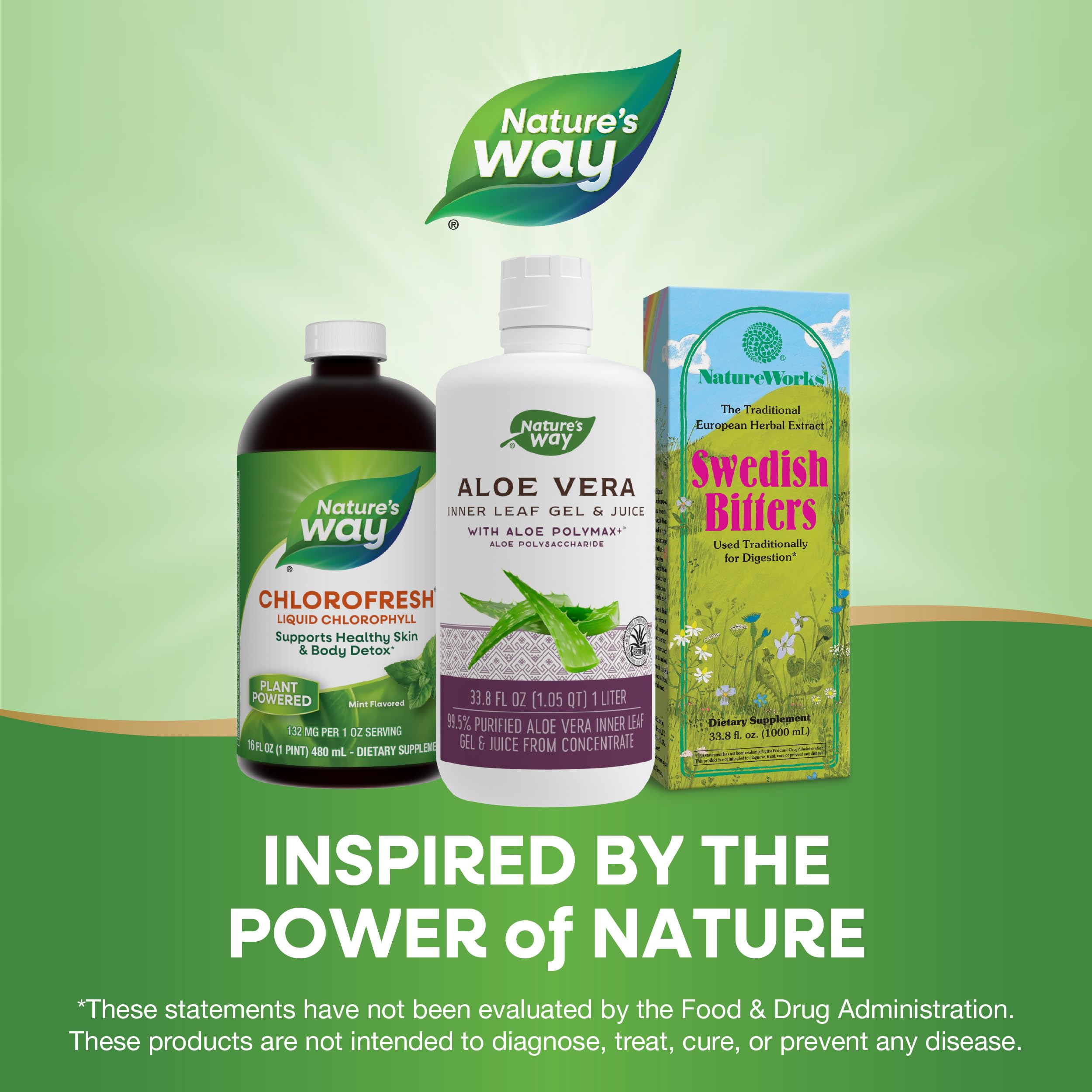 Nature's Way Aloe Vera Gel & Juice on a kitchen counter