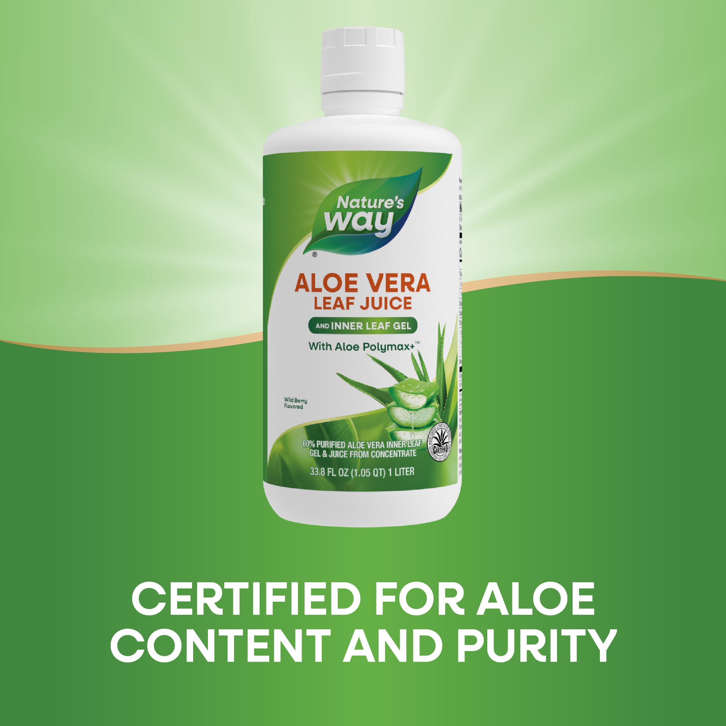 Nature's Way Aloe Vera Leaf Juice being poured into a glass