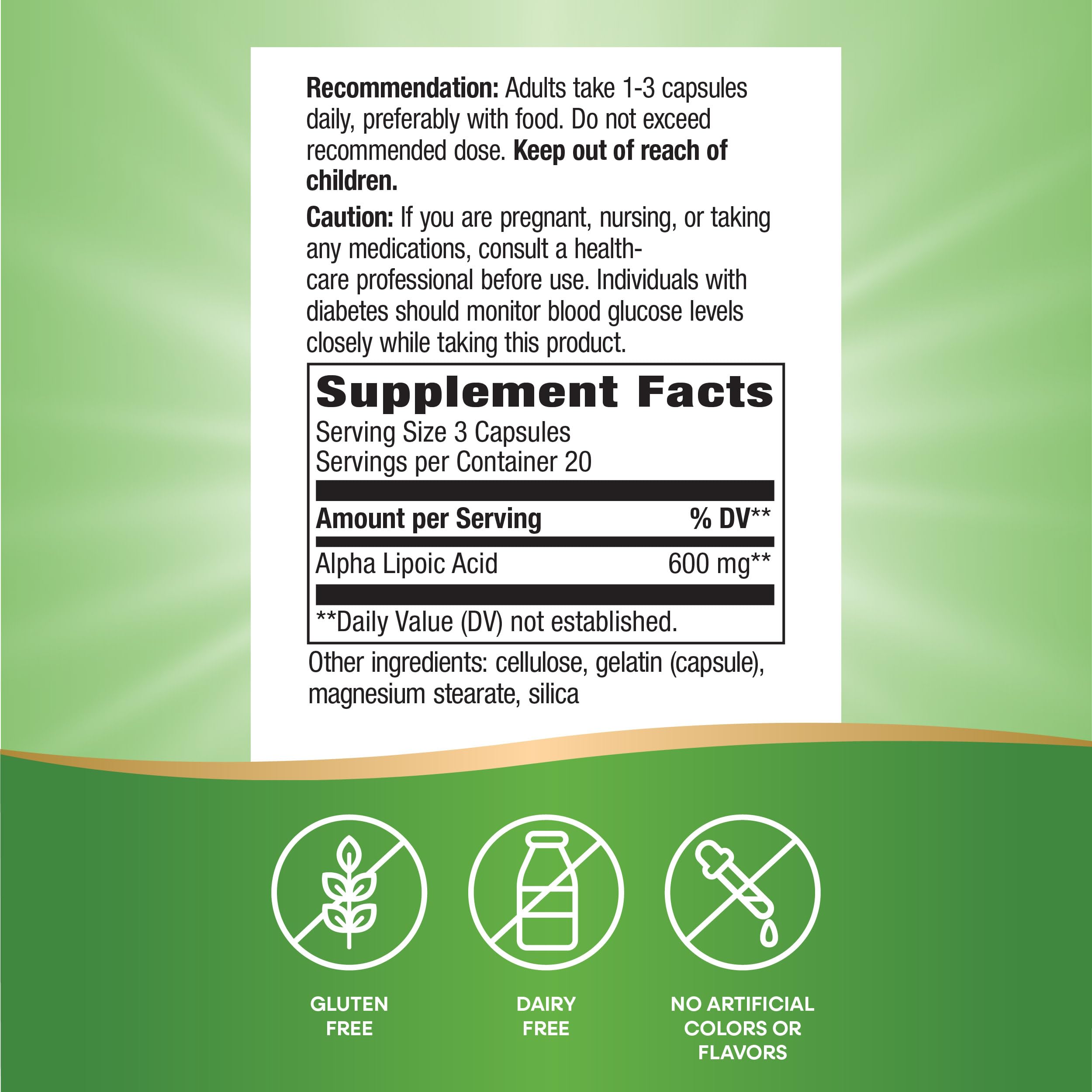 Nature's Way Alpha Lipoic Acid ingredients list