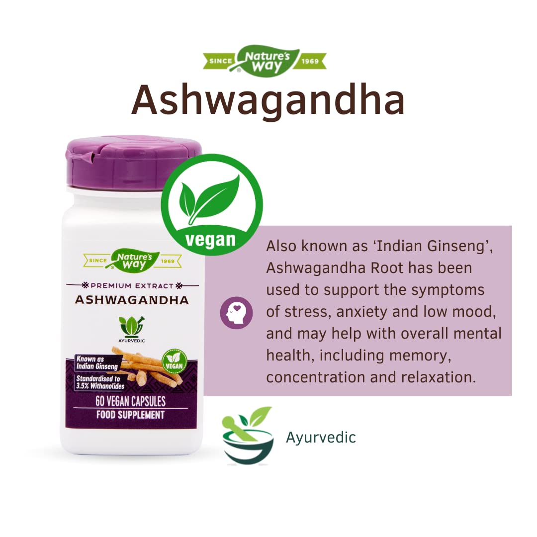 Nature's Way Ashwagandha 60 Vcaps back view