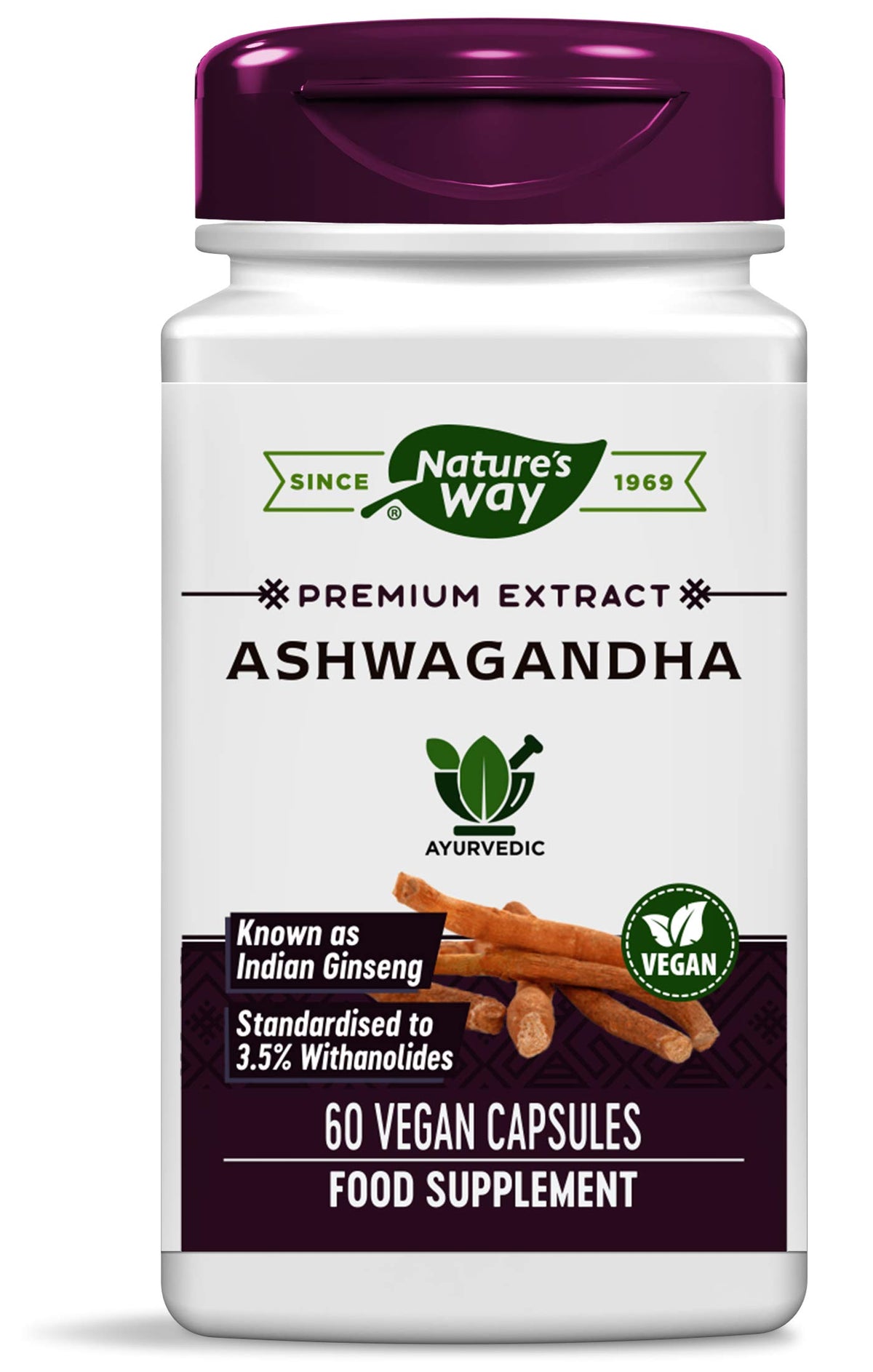 Nature's Way Ashwagandha 60 Vcaps front view